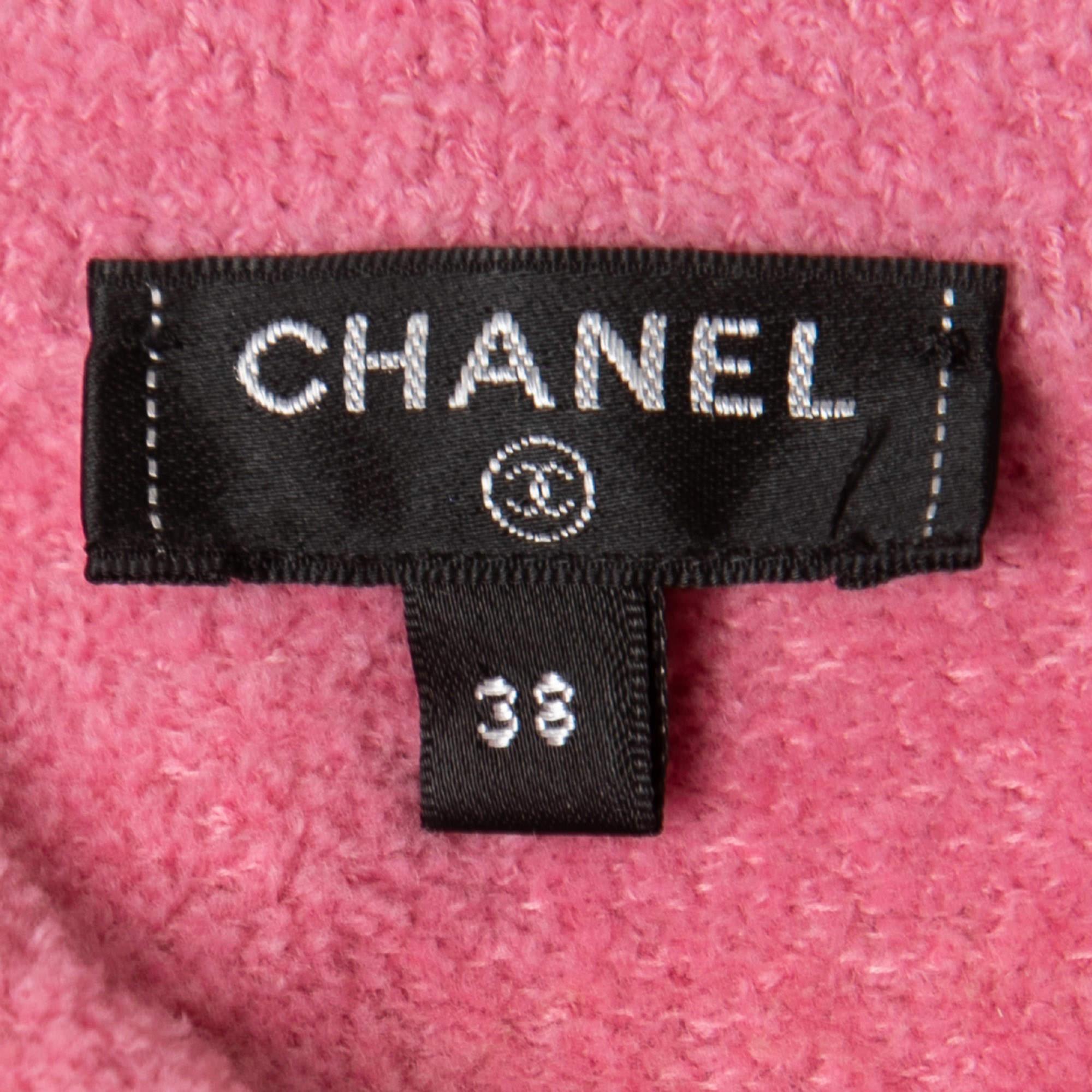Chanel Pink Terry Chain Link Accent Jacket M 2