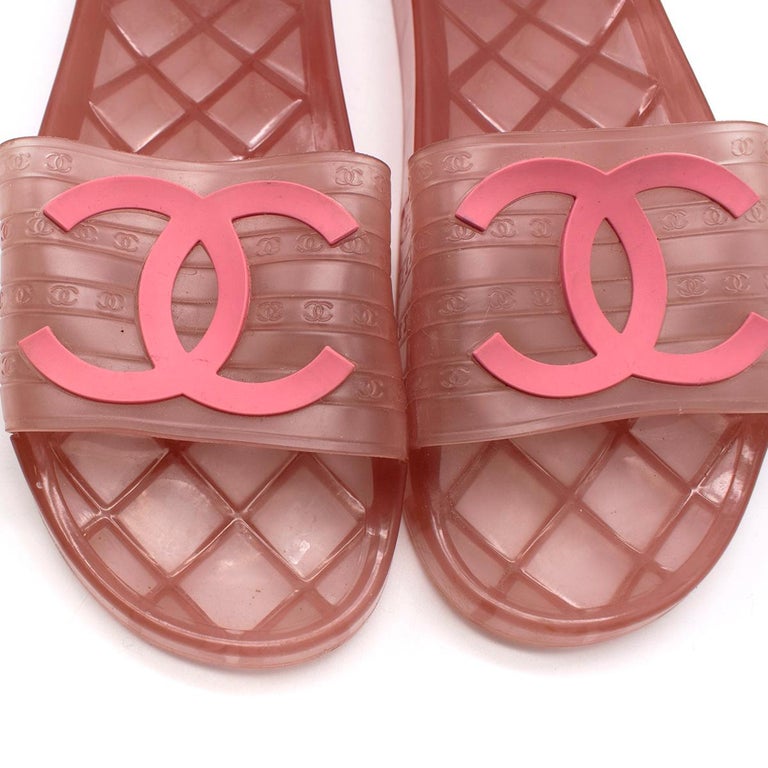 Chanel transparent slides pink hotsell