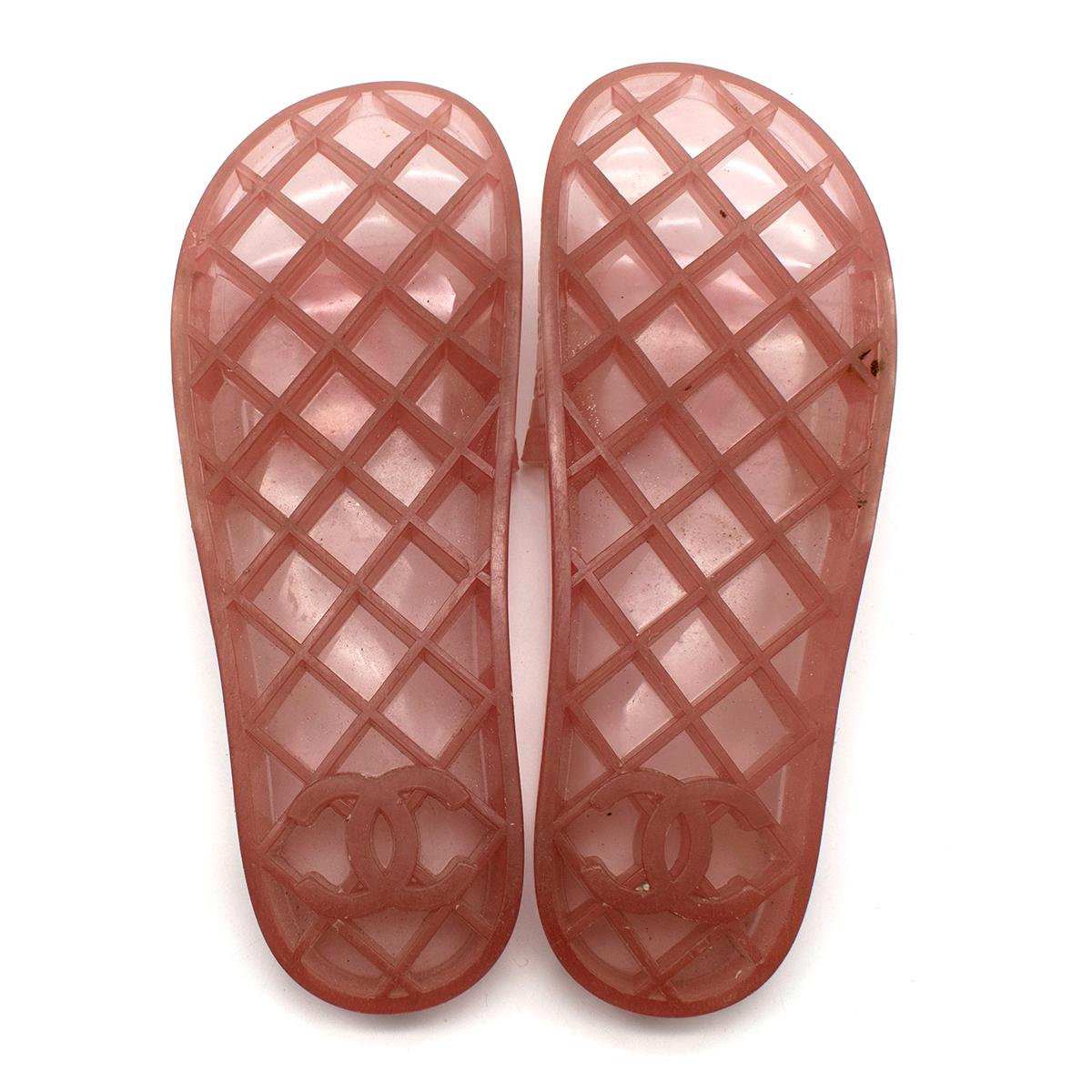 Women's Chanel Pink Translucent CC Slide Sandals - Us size 11 For Sale