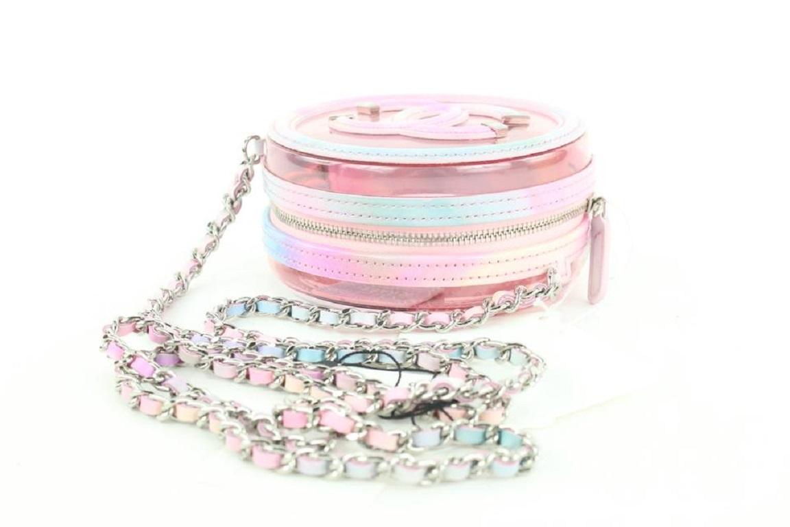 Gray Chanel Pink Translucent Filigree Round Clutch w/ Chain Crossbody Bag 289ca513
