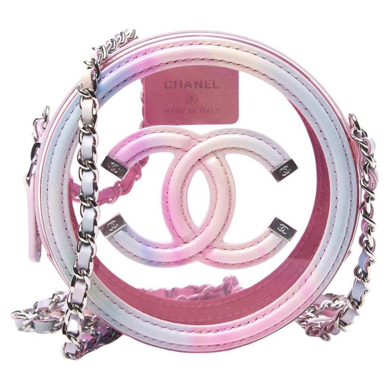 Chanel Pink Translucent Filigree Round Clutch w/ Chain Crossbody Bag  289ca513 at 1stDibs