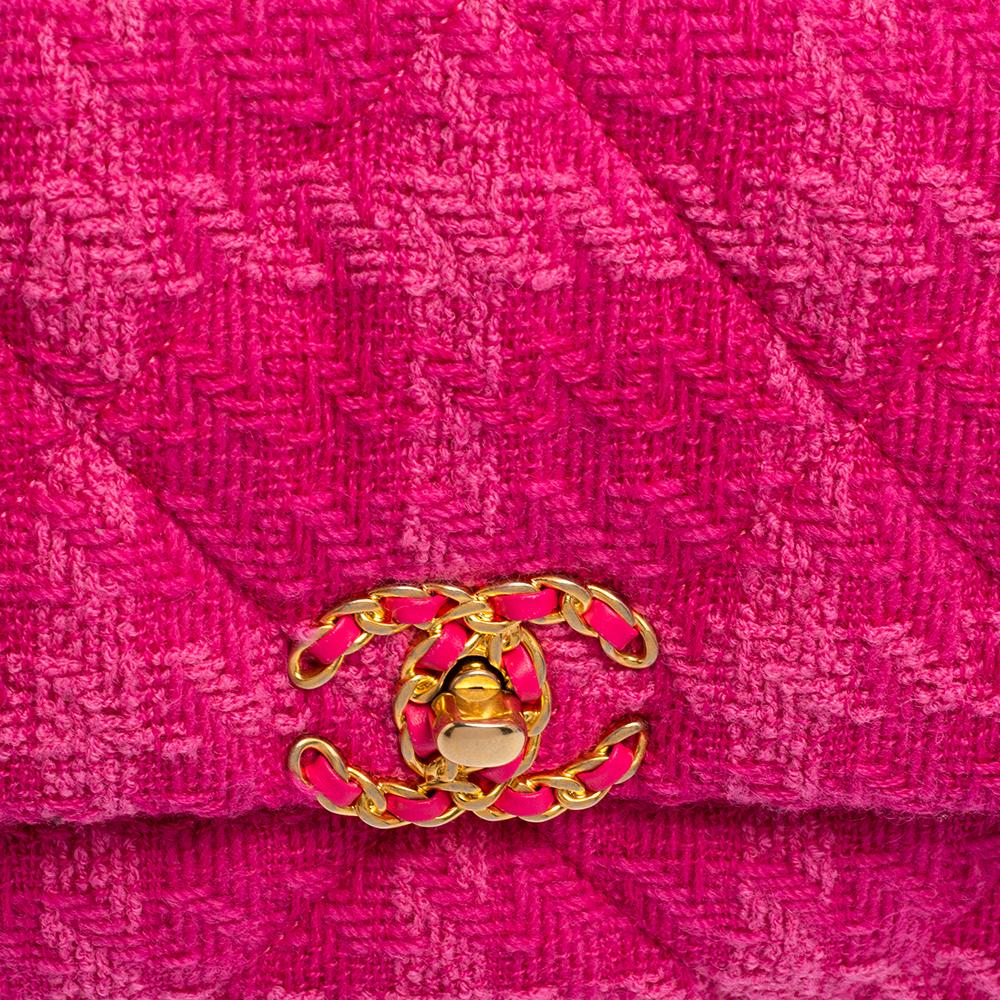 Chanel Pink Tweed 19 Large Flap Bag 5