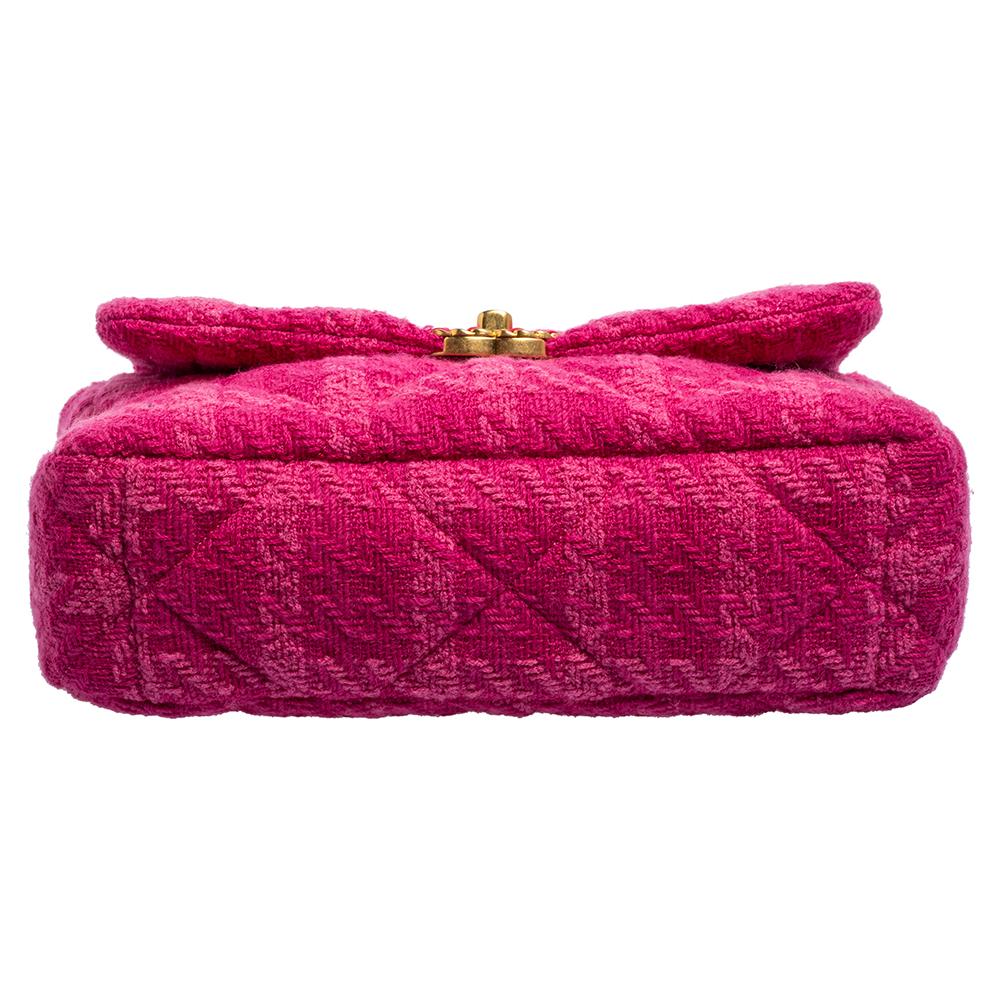 Chanel Pink Tweed 19 Large Flap Bag 6