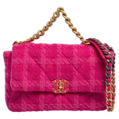 Chanel Pink Tweed 19 Large Flap Bag