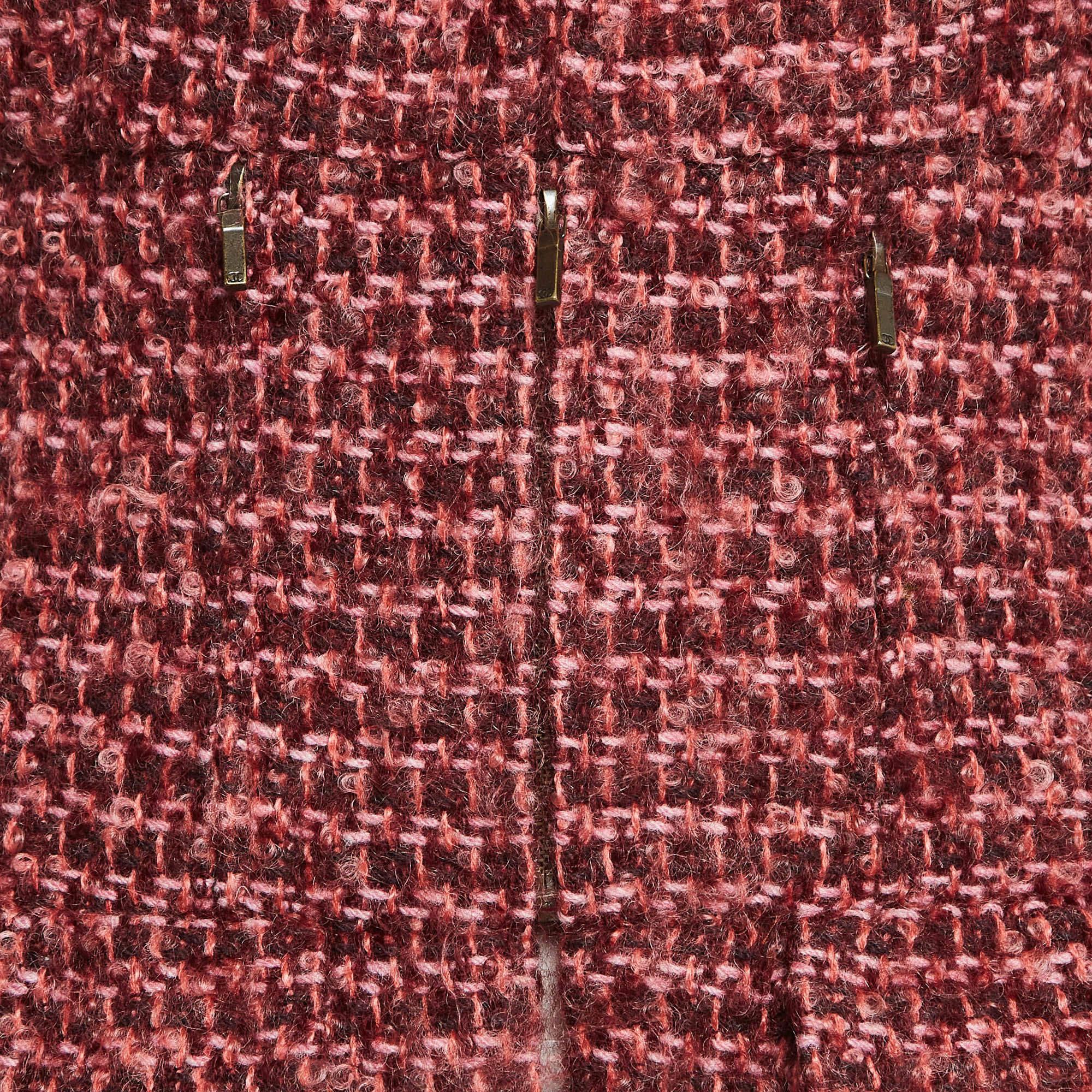 Marrone Chanel Giacca in tweed rosa stile Cara Delevingne M. in vendita