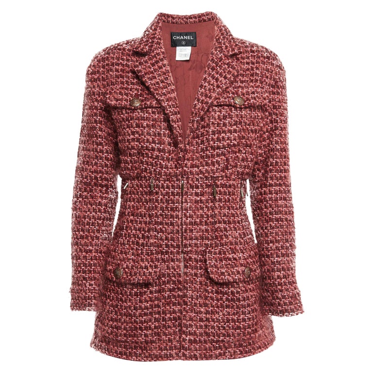 Chanel Chaqueta de tweed rosa estilo Cara Delevingne M en venta en