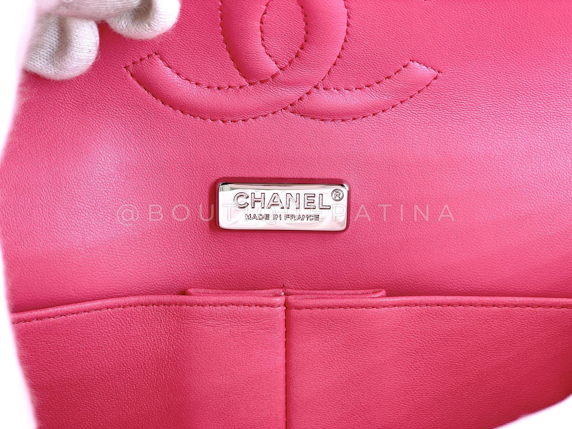 Chanel Pink Tweed Crystal Sakura Flower Flap Bag Silicone SHW 68348 For Sale 8
