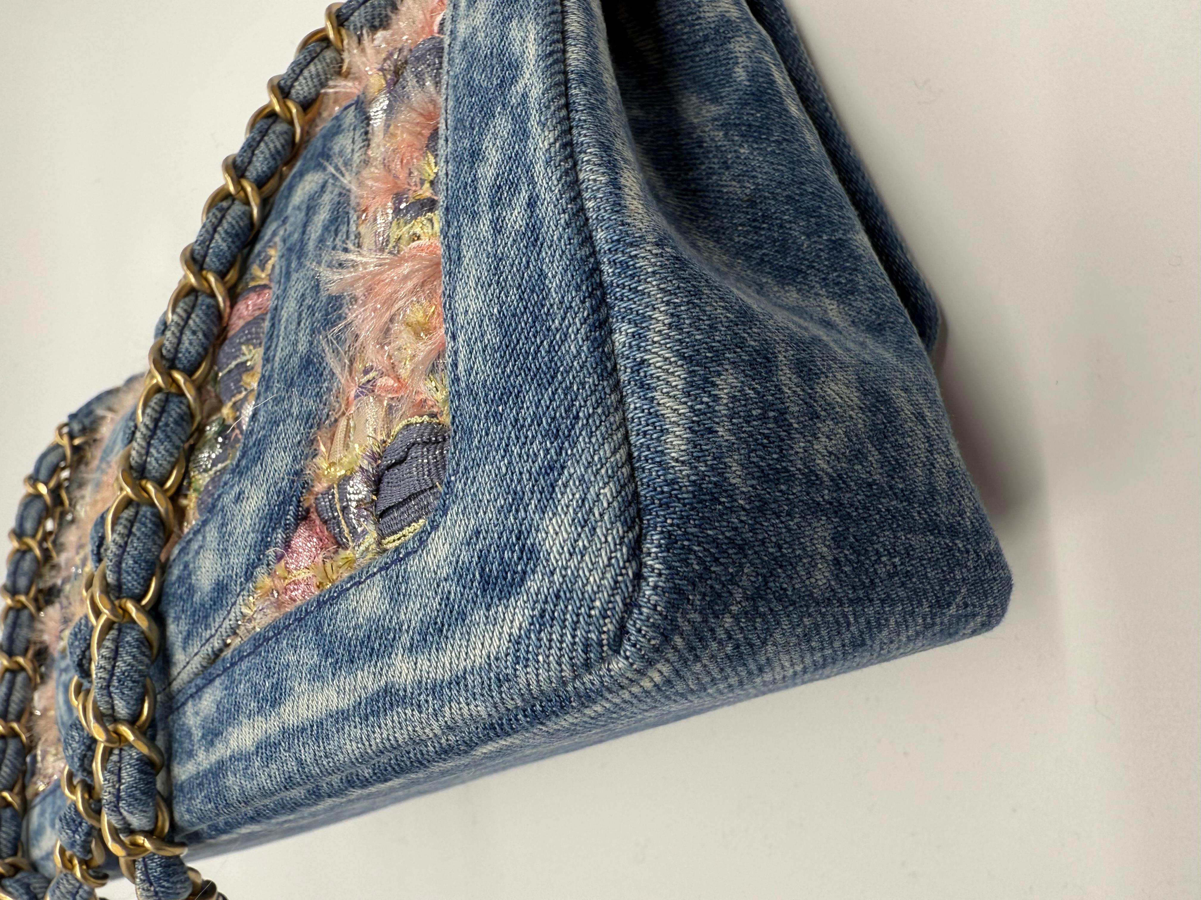 Chanel - Sac classique à double rabat en tweed rose - Sac à rabat moyen en vente 6