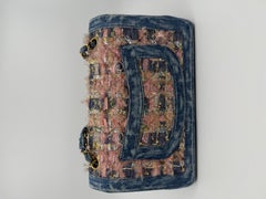 Borsa Chanel Rosa Tweed Denim Classic Double Flap Medium Flap