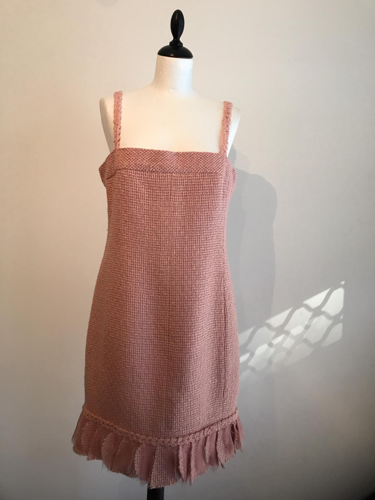 Chanel Pink Tweed Dress and Short Jacket For Sale 1