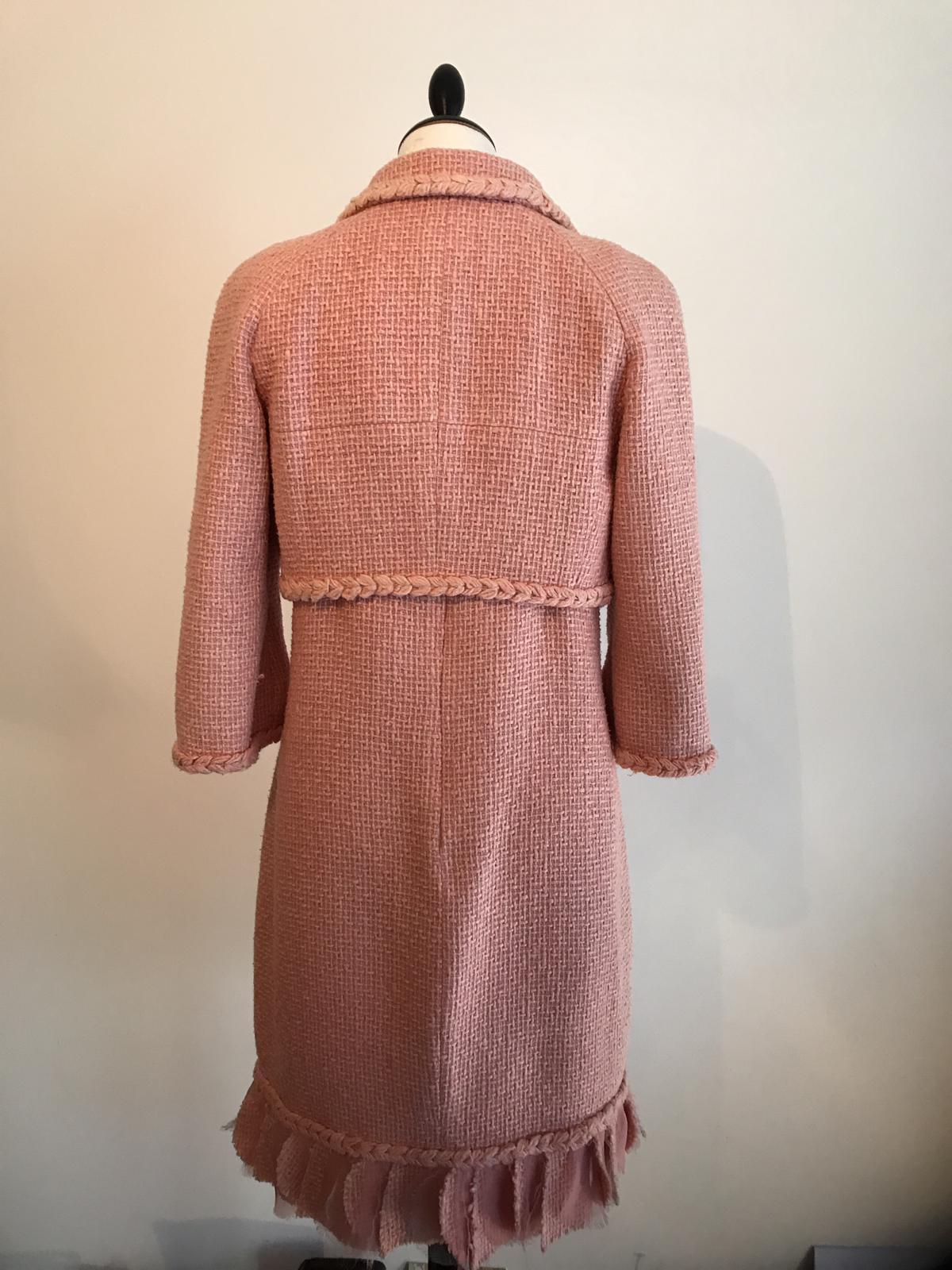 Chanel Pink Tweed Dress and Short Jacket For Sale 2