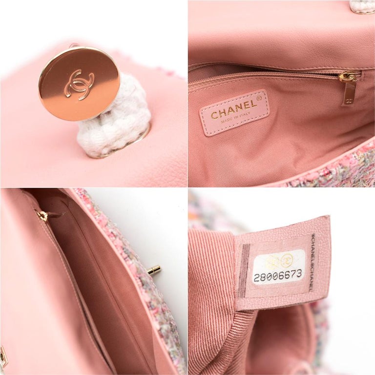 Chanel Pink Tweed Flap Bag mit groBem Perlengriff SS19 Kollektion bei 1stDibs chanel tasche mit perlen tasche mit perlenhenkel