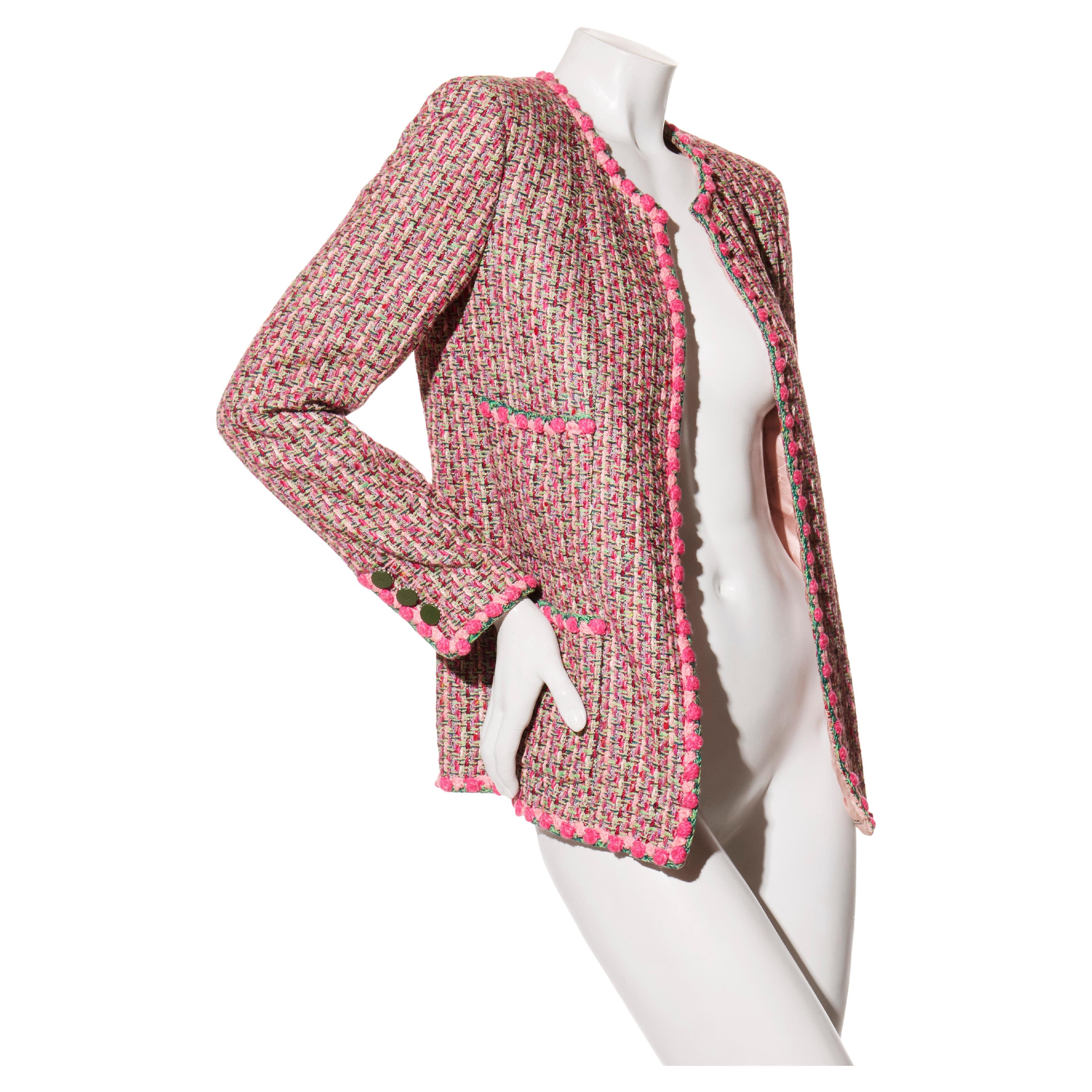 Chanel Chaqueta de tweed rosa 02P Colección Primavera 2002 Talla 40 (Karl Lagerfeld) en venta
