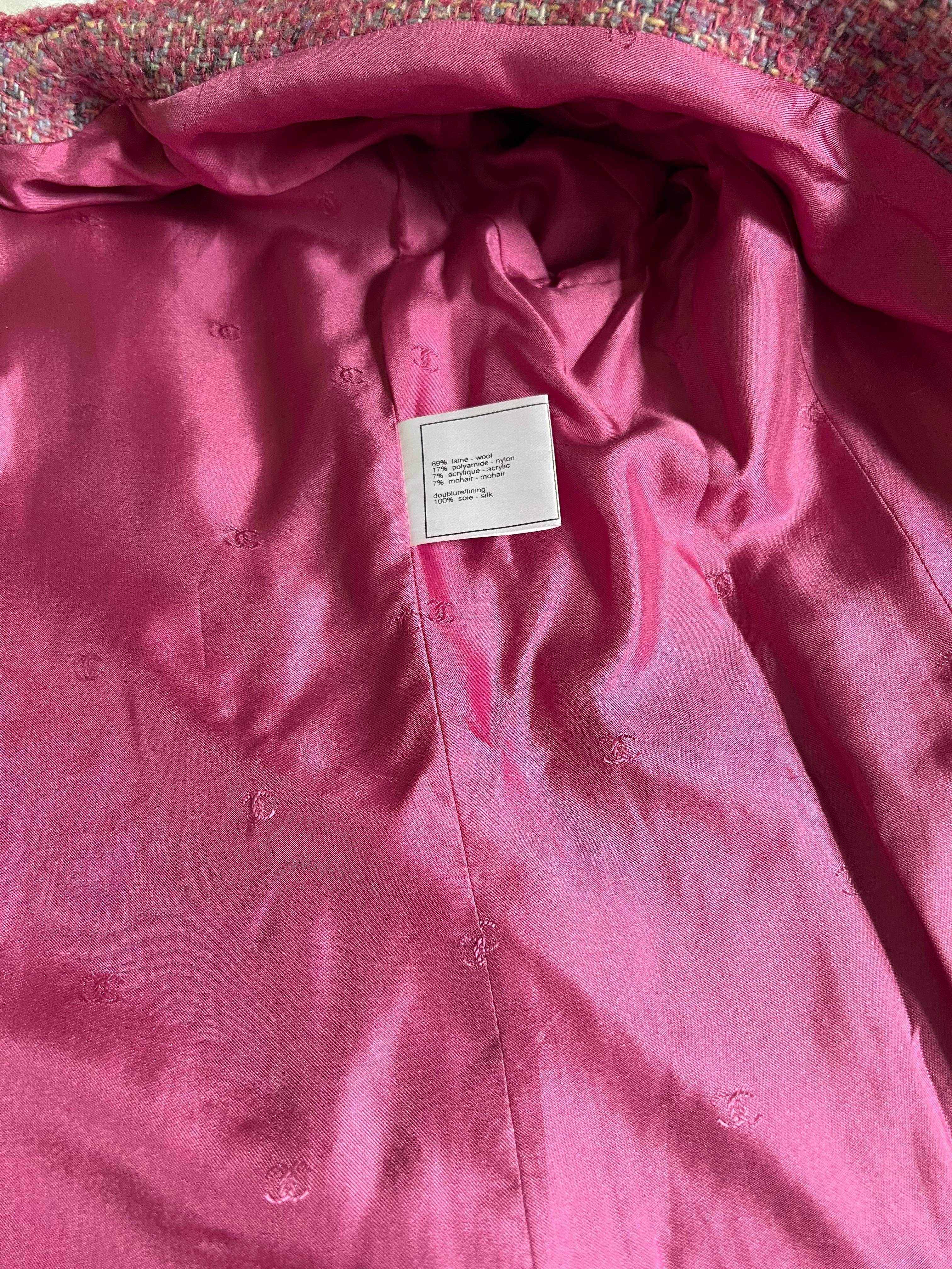 Chanel Pink Tweed Jacket For Sale 4