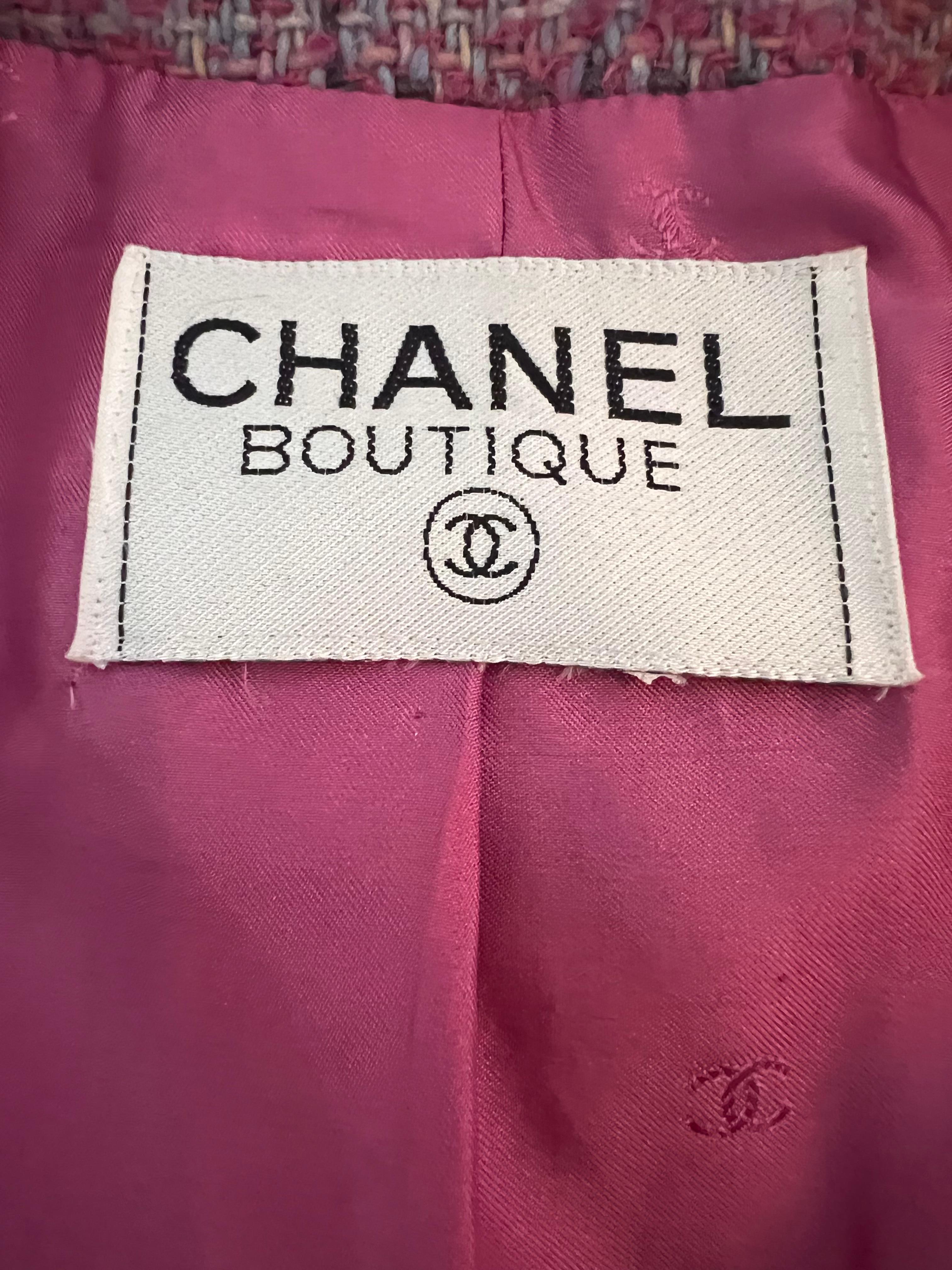 Chanel Pink Tweed Jacket For Sale 2