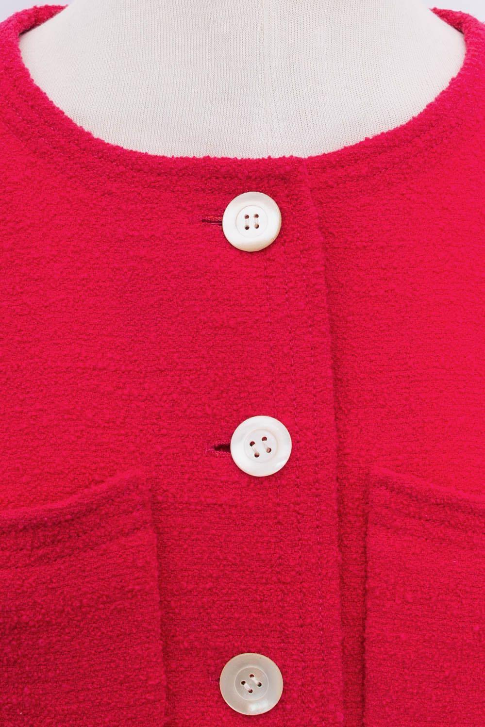 Chanel pink tweed jacket For Sale 4