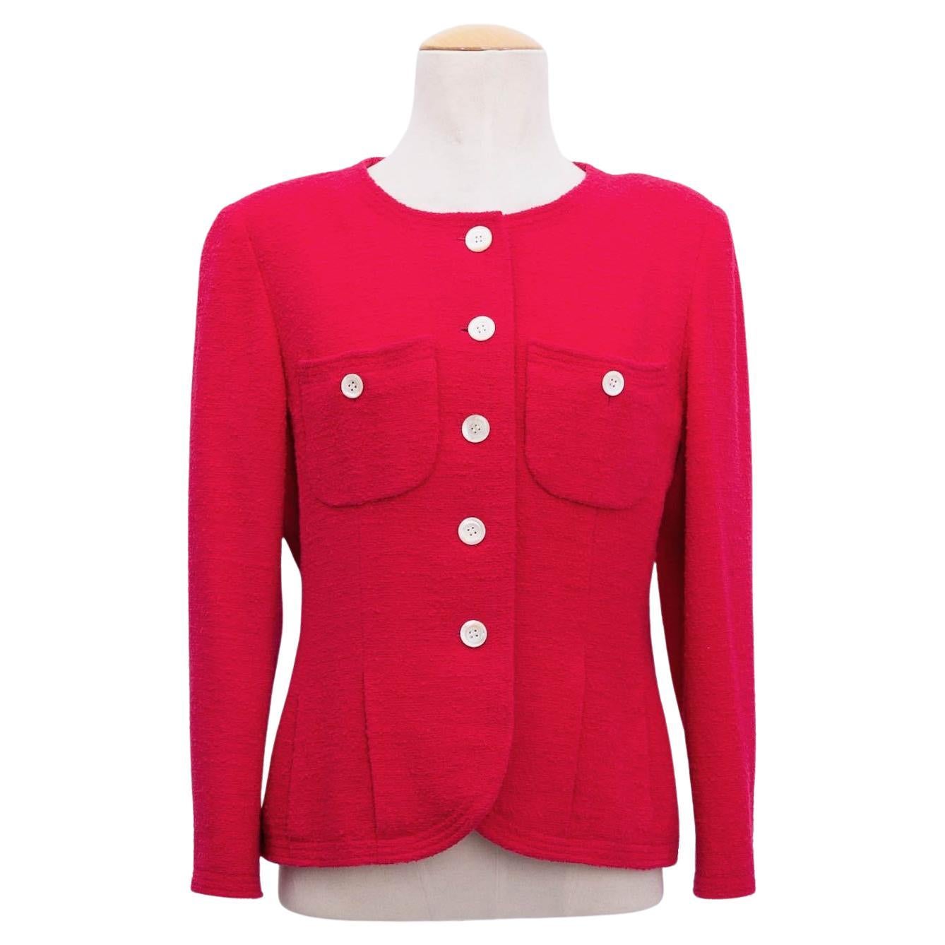 Chanel pink tweed jacket For Sale