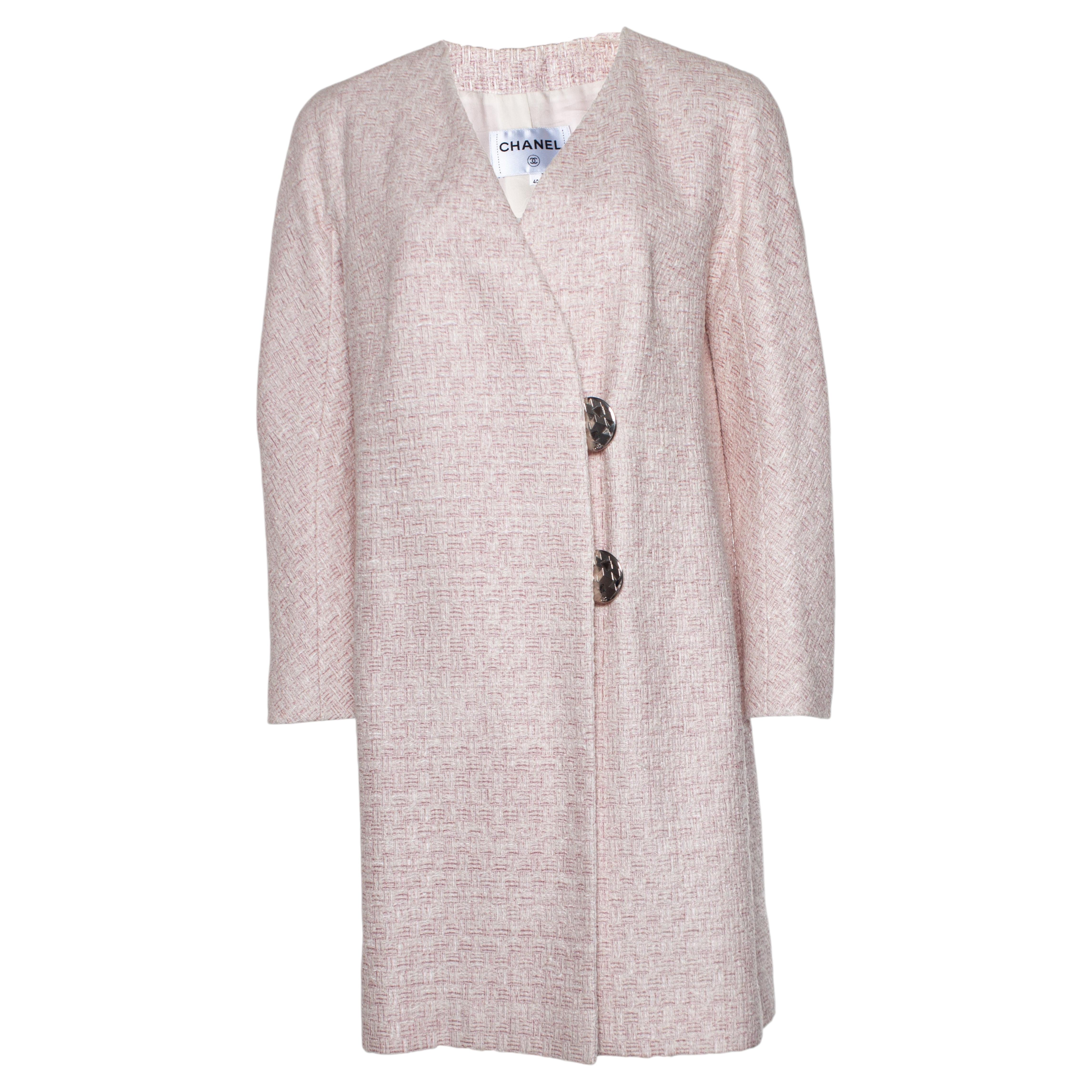 Chanel, Pink tweed lurex coat For Sale