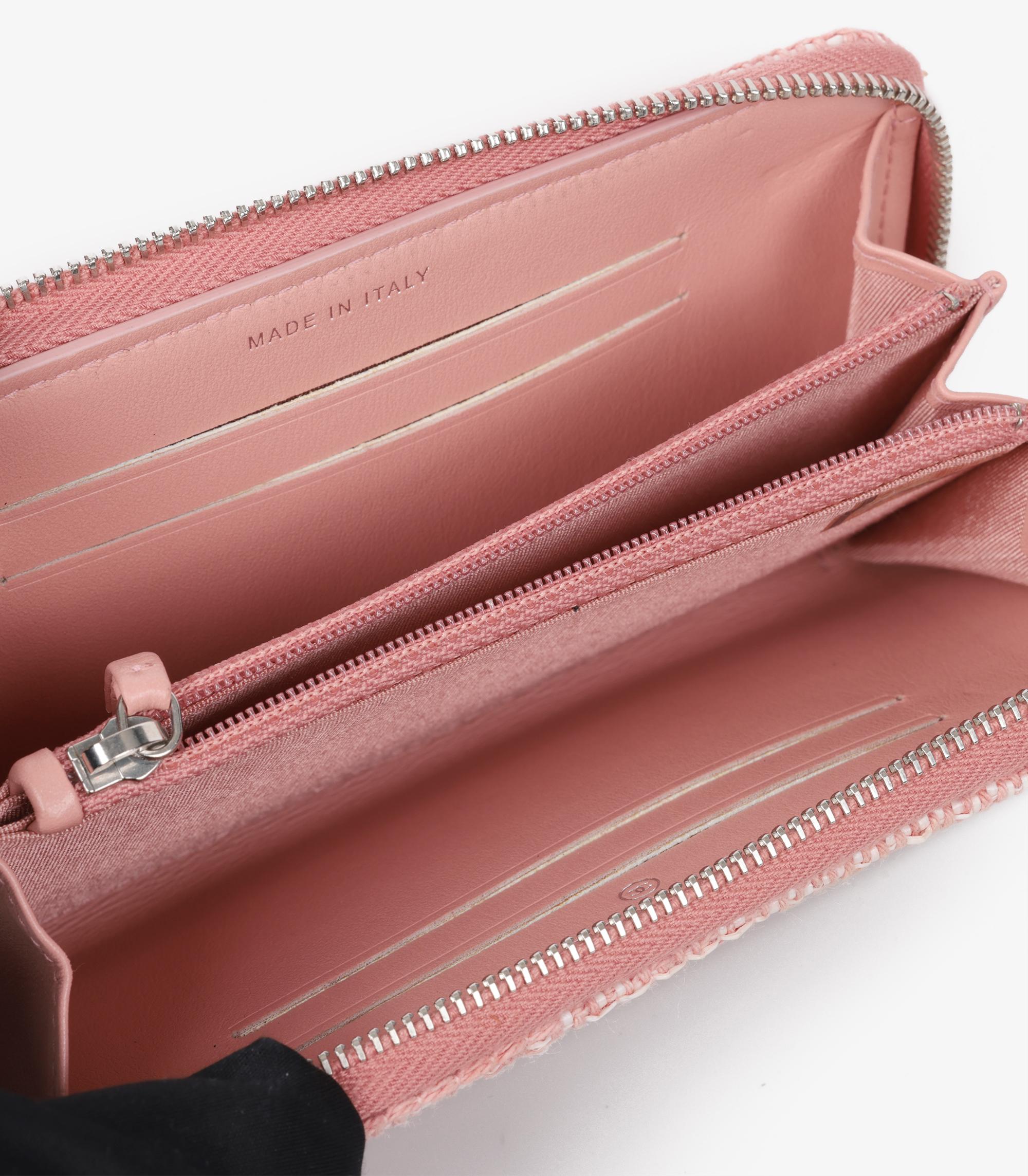 Chanel Pink Tweed & Lurex Deauville Long Zip Wallet For Sale 1