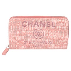 Chanel Pink Tweed & Lurex Deauville Long Zip Wallet