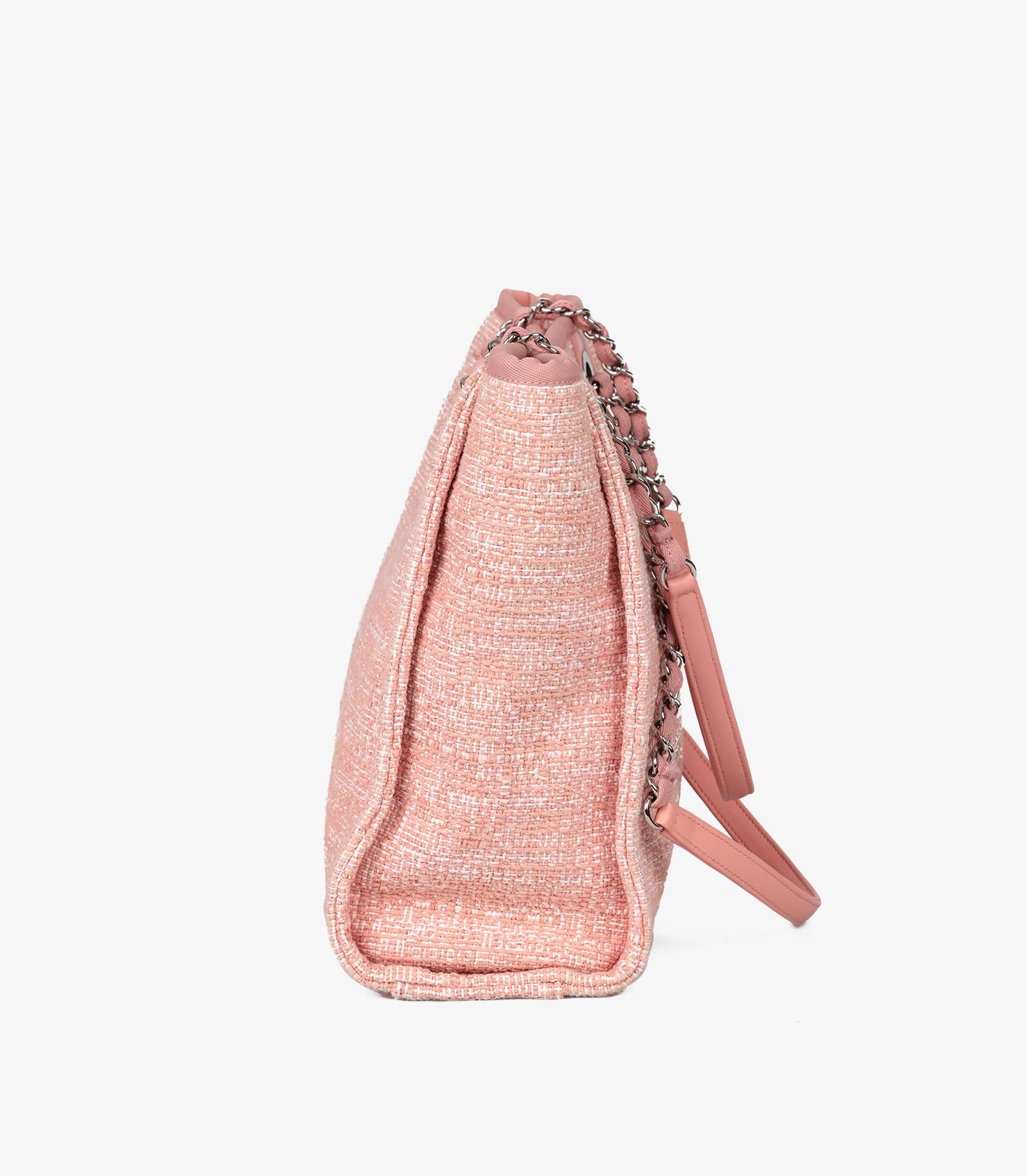 Chanel Pink Tweed & Lurex Mini Deauville Tote In Excellent Condition In Bishop's Stortford, Hertfordshire