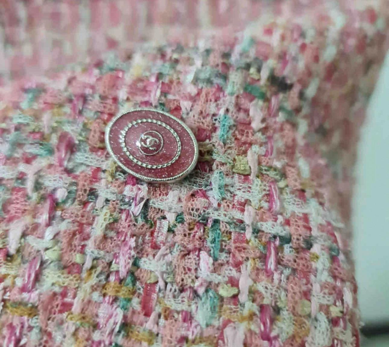 Women's CHANEL Pink Tweed Mini Dress  For Sale