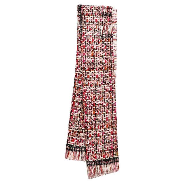 Chanel Brown Orylag Striped Rabbit Fur Scarf For Sale at 1stDibs
