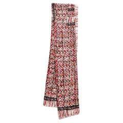 Chanel Pink Tweed Print Cashmere Scarf