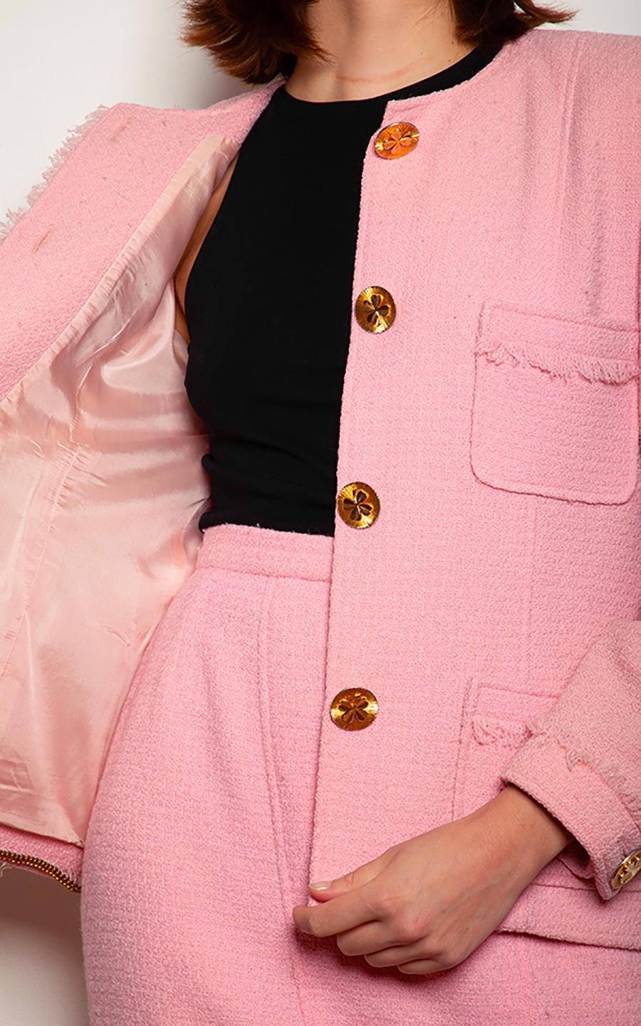 Chanel Pink Tweed Suit 1995 1
