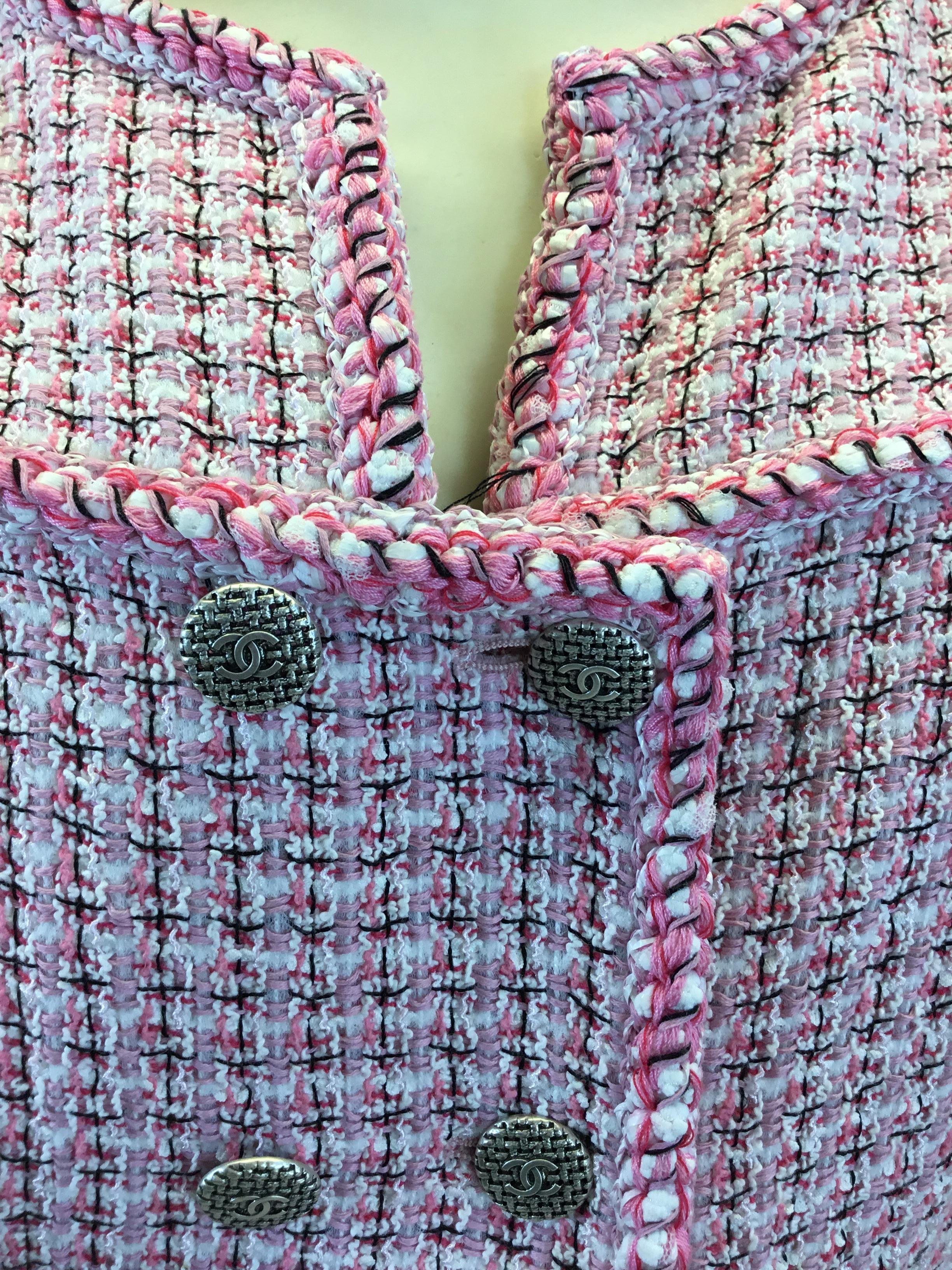 pink tweed skirt set