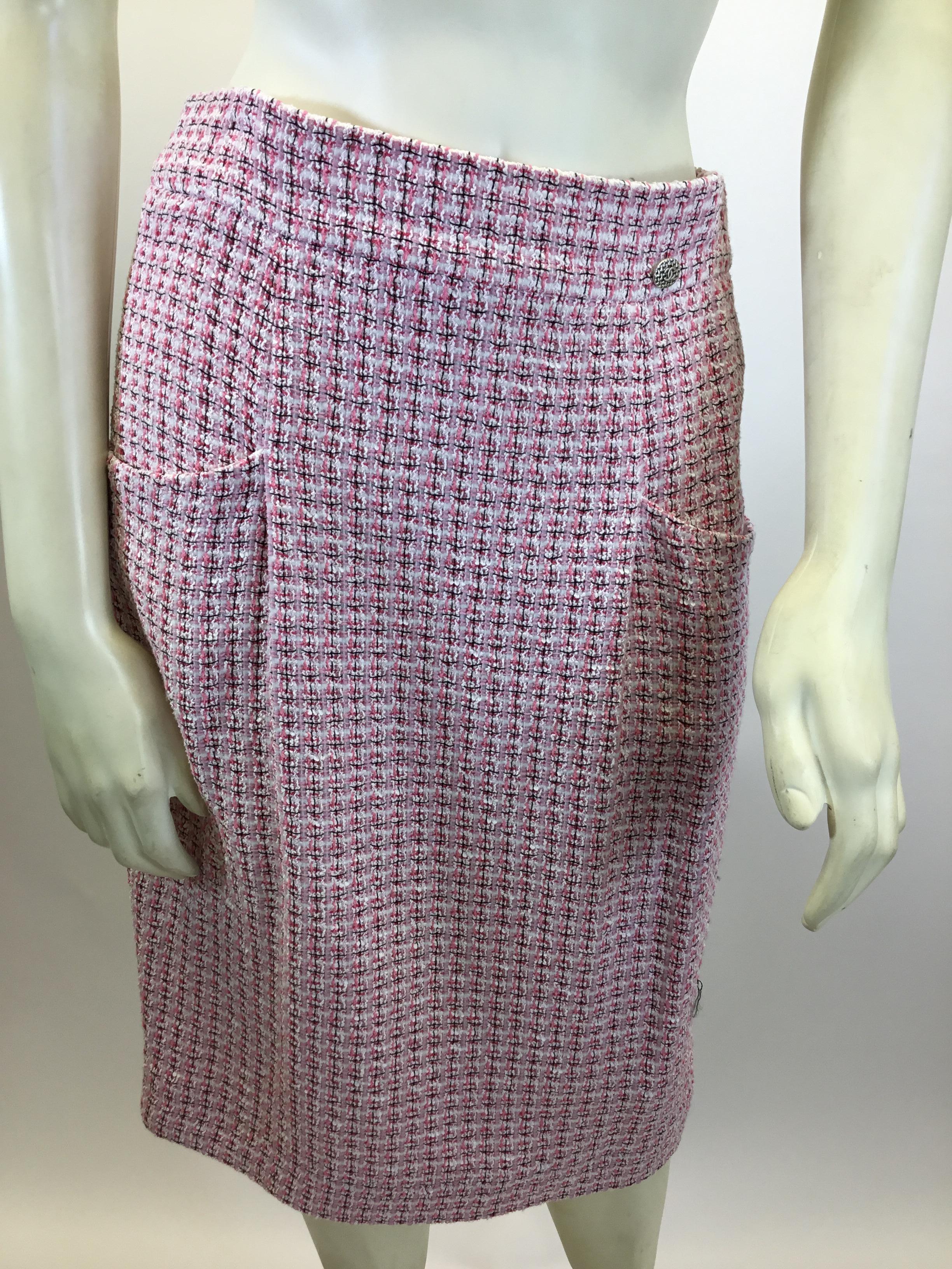 Women's Chanel Pink Tweed Two Piece Skirt Set