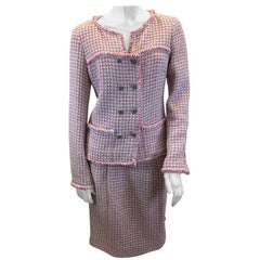 Chanel Pink Tweed Two Piece Skirt Set