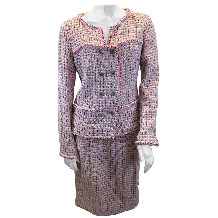 Chanel Pink Tweed Two Piece Skirt Set at 1stDibs | pink tweed set ...