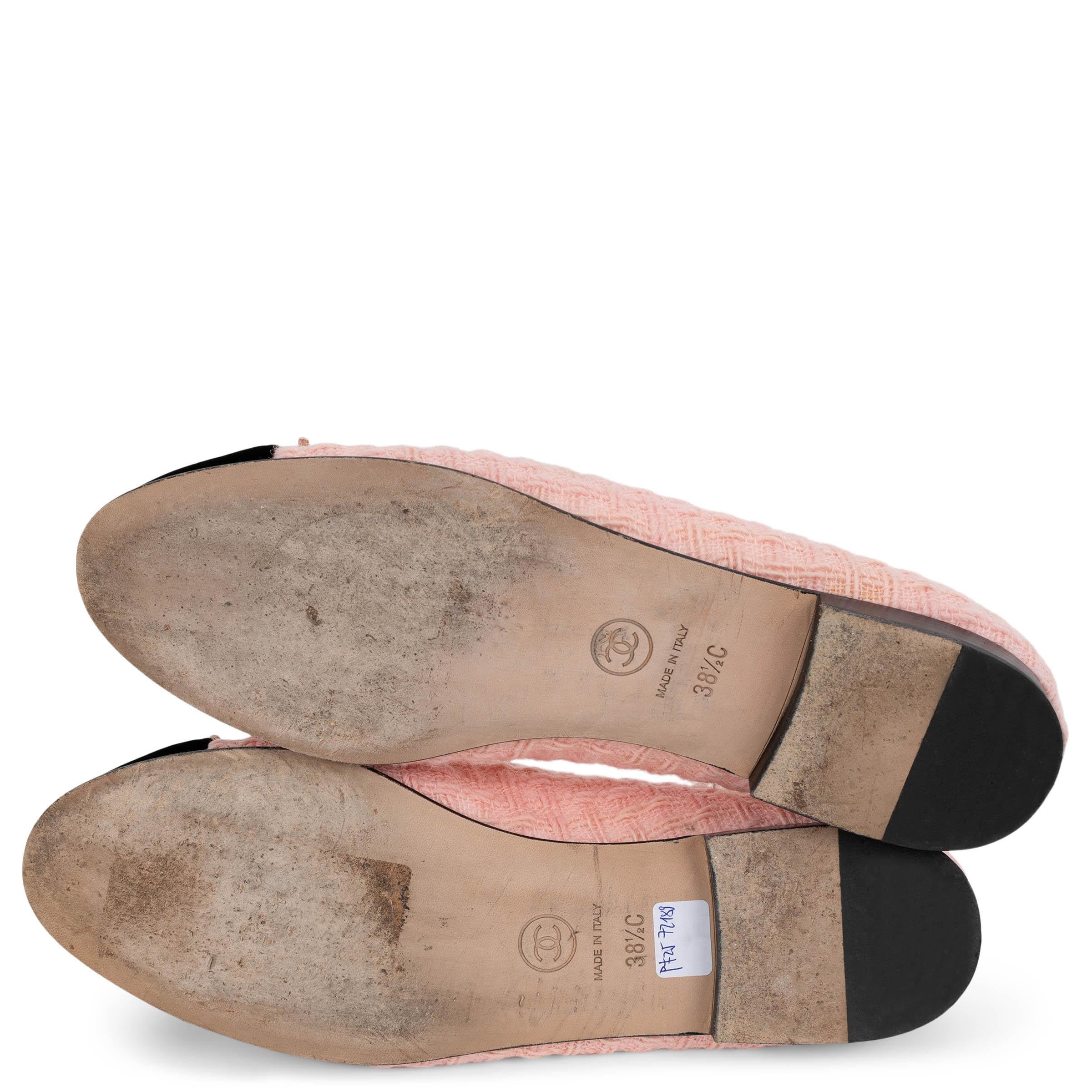Chanel rosa TWEED & VELVET CLASSIC BALLET Flats Shoes 38.5 fit 38 in vendita 3