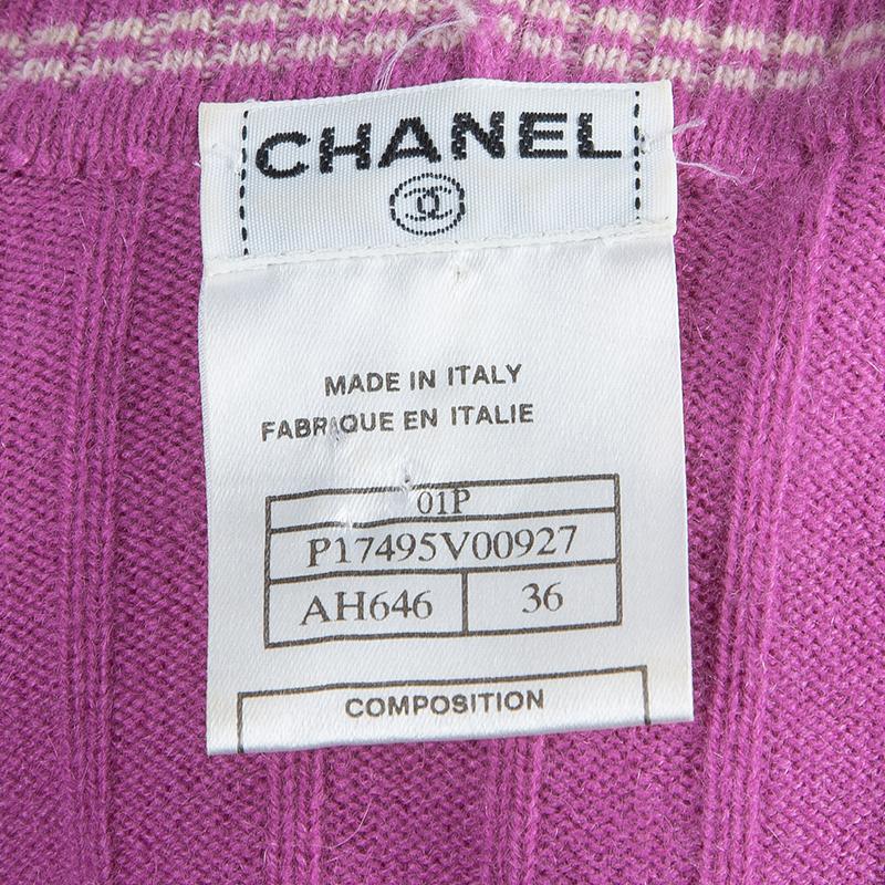 Chanel Pink V Neck Cashmere Sweater XS 5
