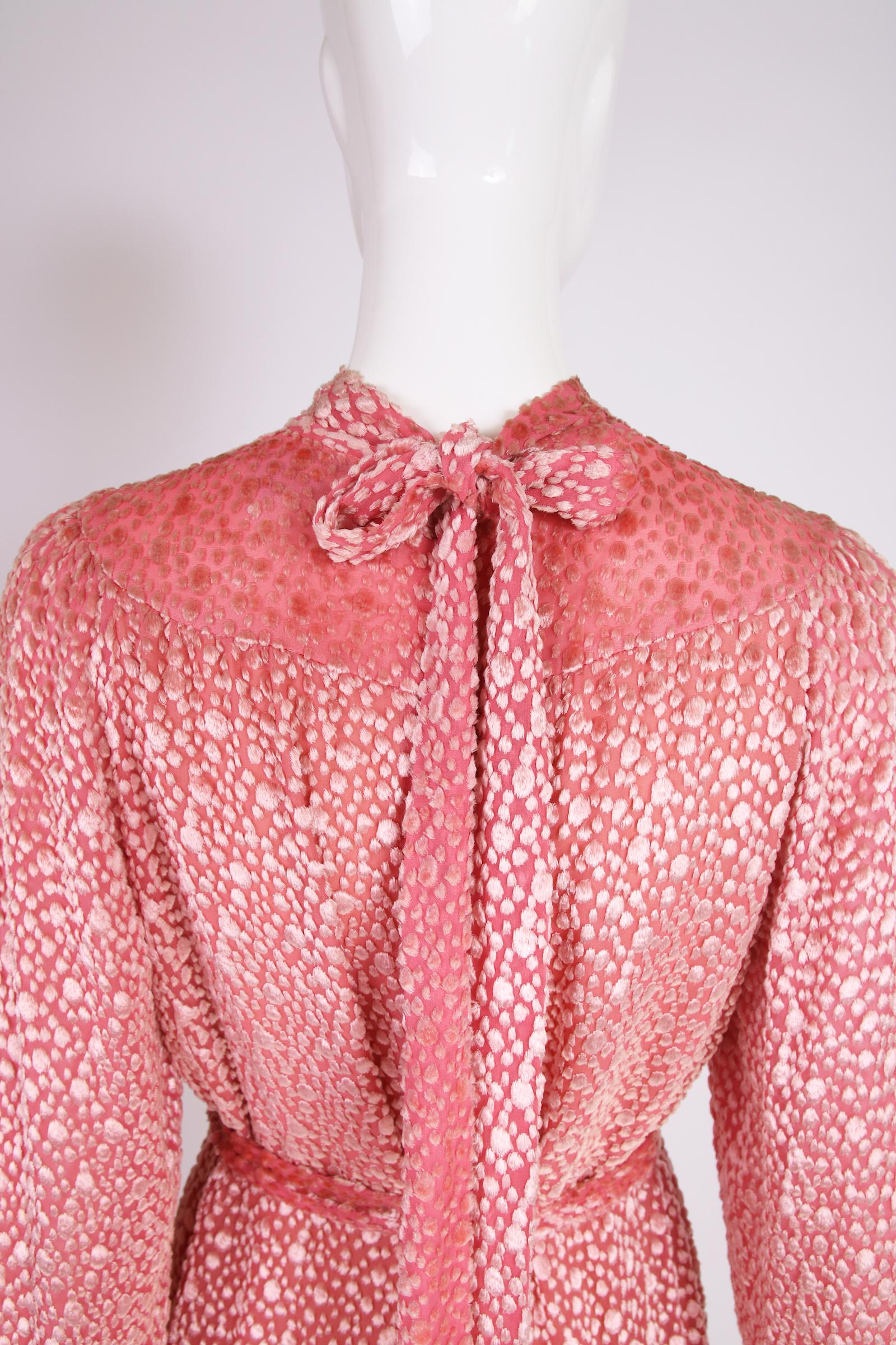 Chanel Pink Velvet Burnout Dress w/Self Belt ca. 1970's For Sale at ...