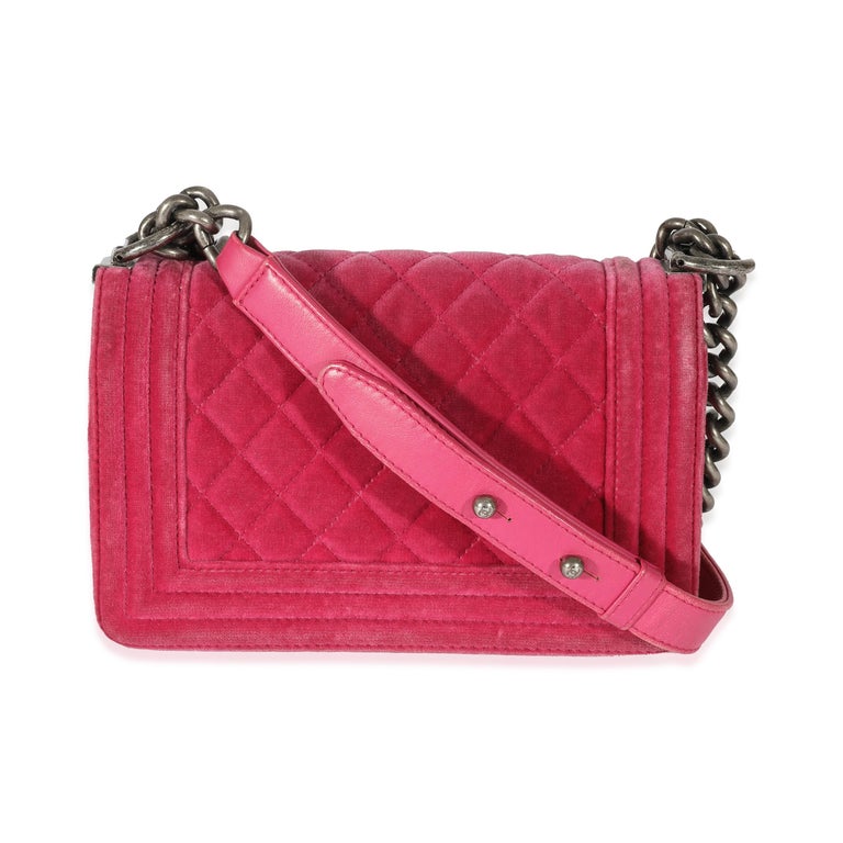 Chanel Pink Velvet Small Boy Bag For Sale at 1stDibs