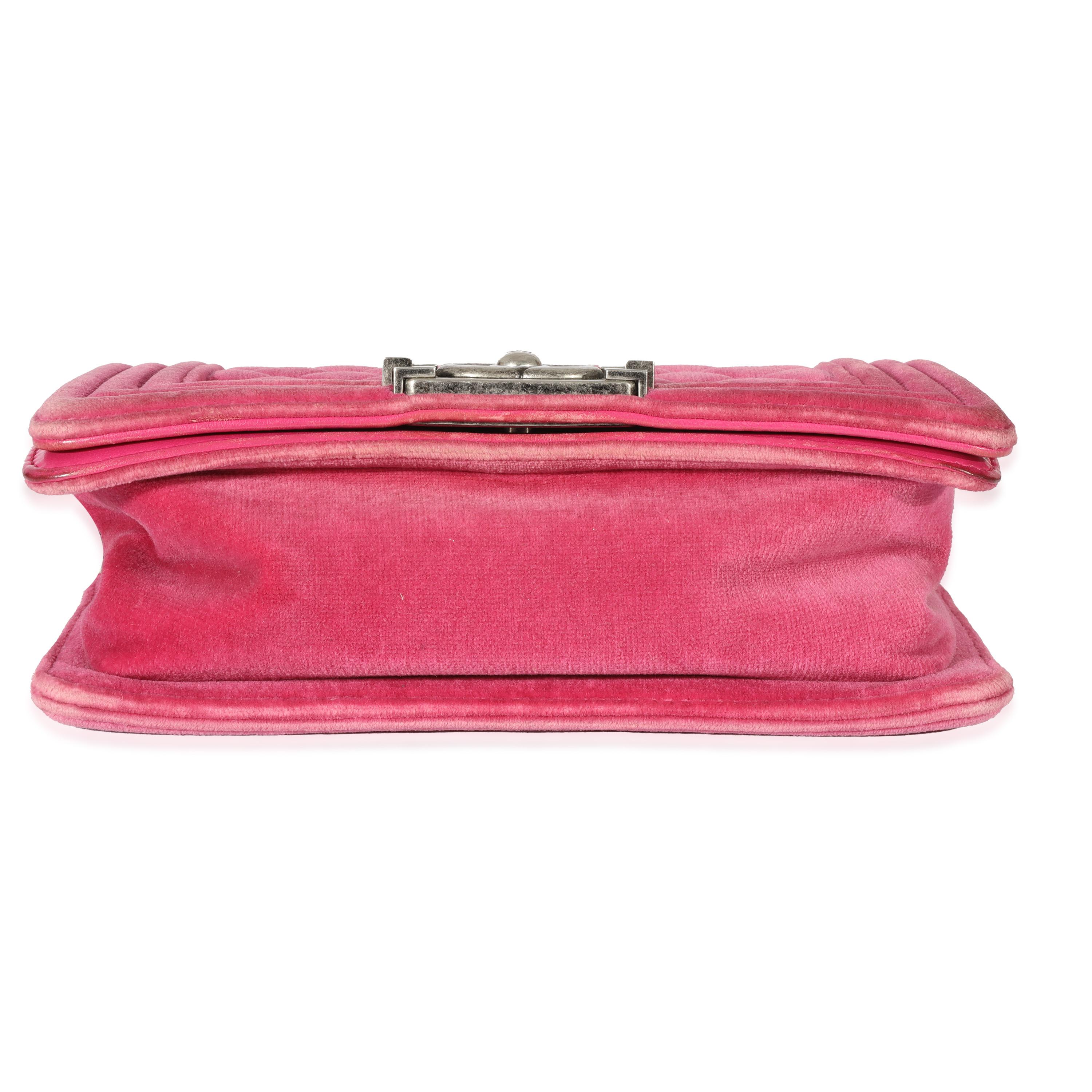 Chanel Pink Velvet Small Boy Bag 2