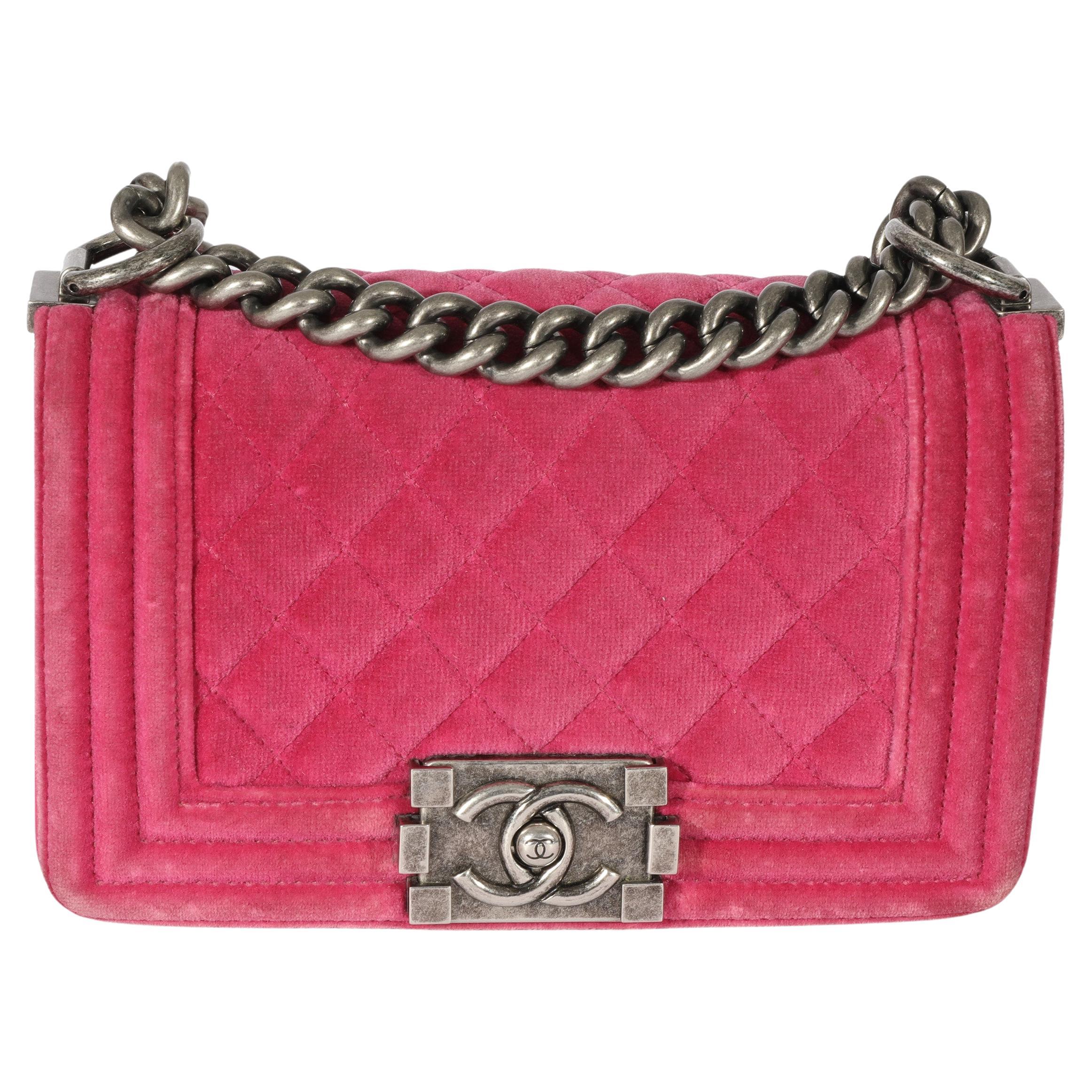 Chanel Pink Velvet Small Boy Bag