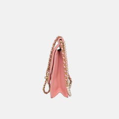 Chanel Pink Vertical Pearls Clutch with Chic Pearl Chain and Gold Hardware GHW