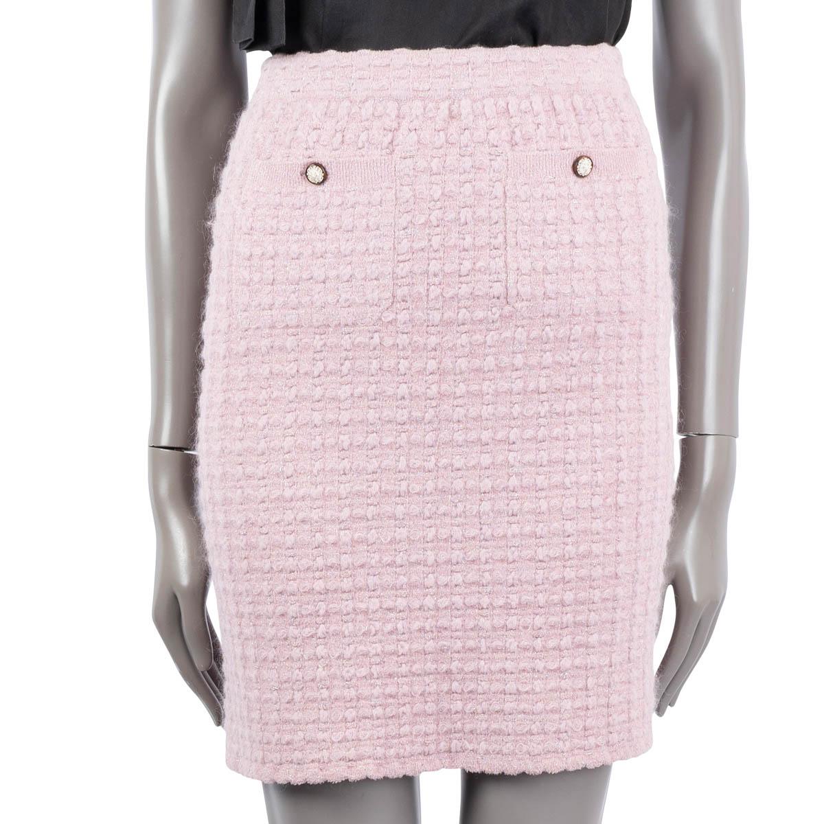 Gray CHANEL pink viscose 2017 17A COSMOPOLITE LUREX KNIT Skirt 34 XXS For Sale