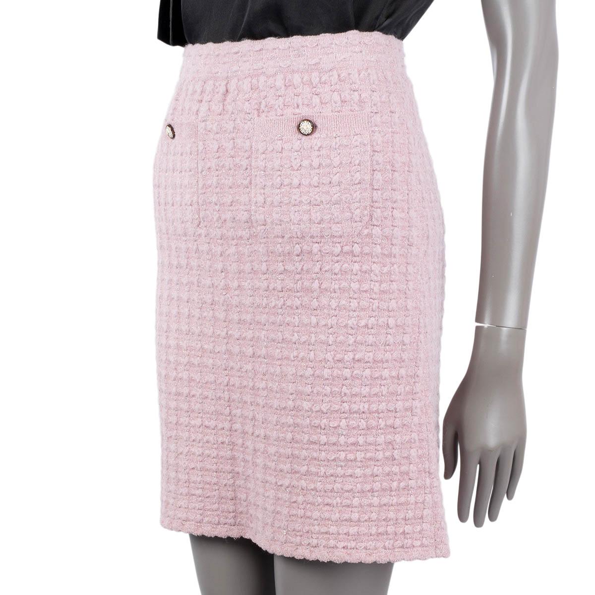 Women's CHANEL pink viscose 2017 17A COSMOPOLITE LUREX KNIT Skirt 34 XXS For Sale