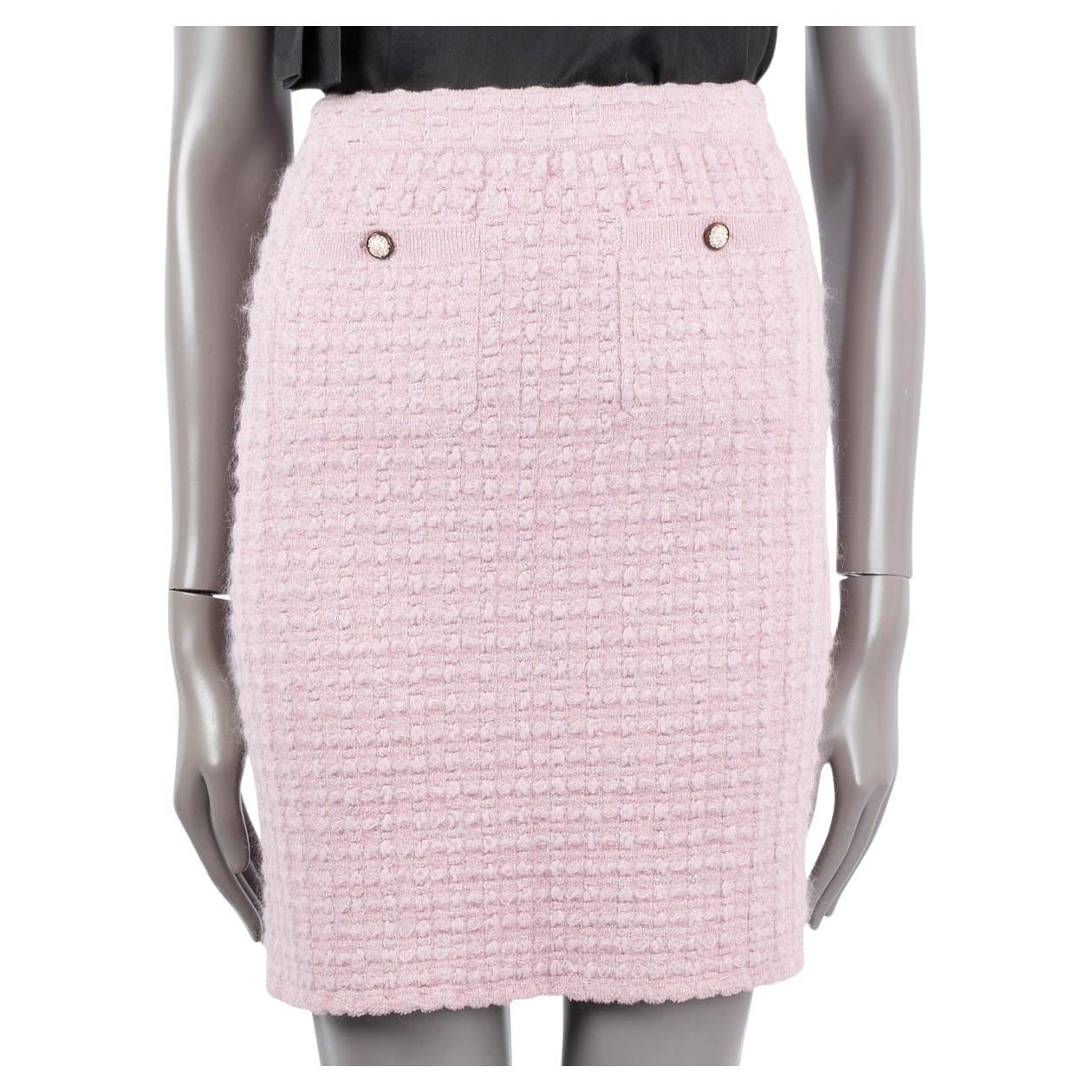 CHANEL pink viscose 2017 17A COSMOPOLITE LUREX KNIT Skirt 34 XXS For Sale