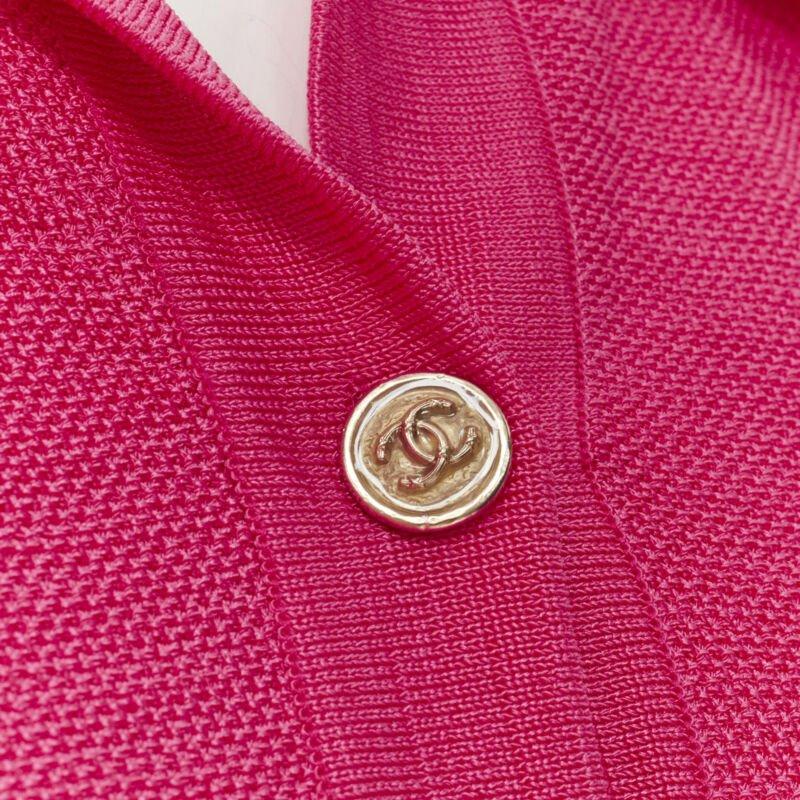 CHANEL pink viscose knit gold CC button embroidery anglais polo dress FR38 M
Reference: KNLM/A00140
Brand: Chanel
Designer: Virginie Viard
Model: P70430K10050
Material: Viscose, Polyamide
Color: Pink
Pattern: Solid
Closure: Button
Lining: 