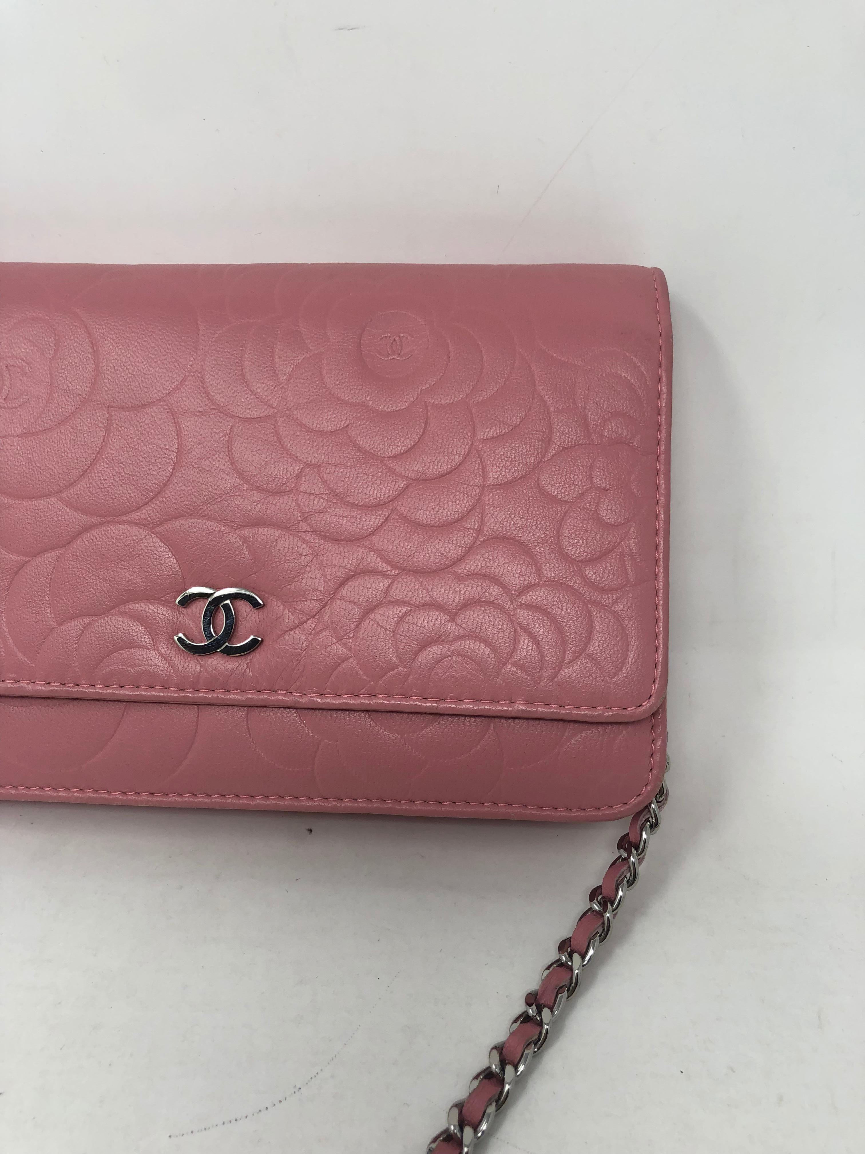 Brown Chanel Pink Wallet On A Chain Crossbody 
