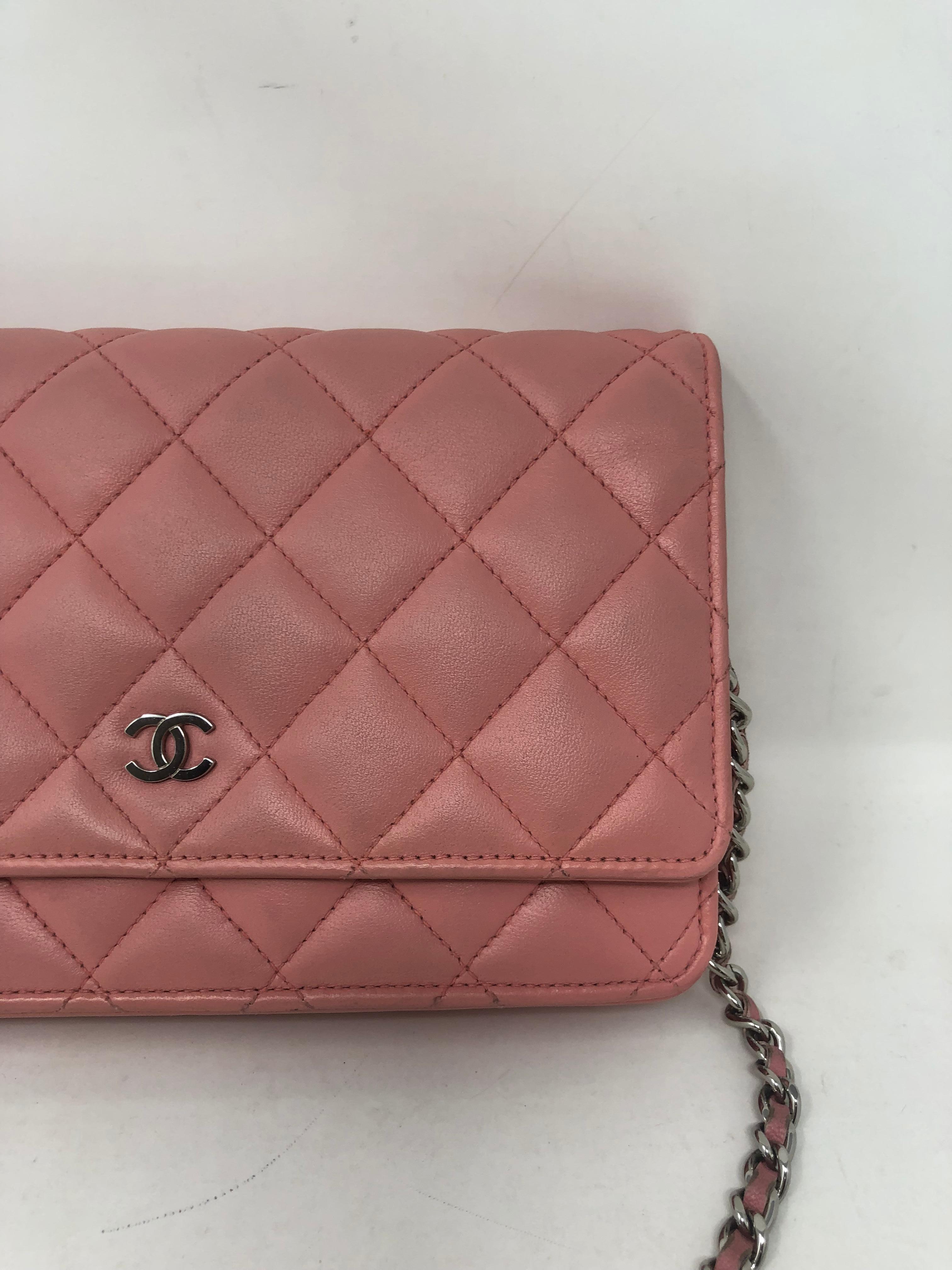 Brown Chanel Pink Wallet On Chain 