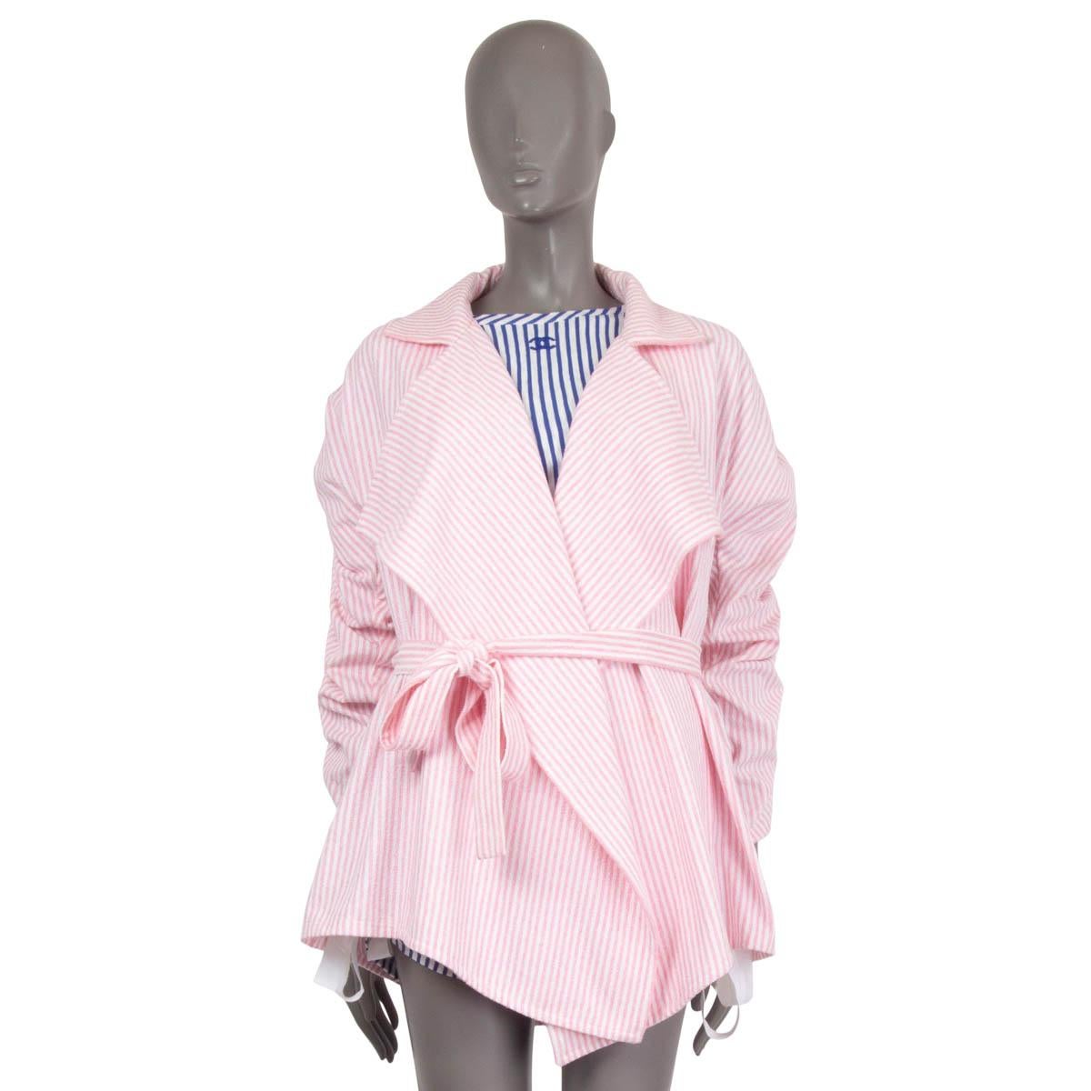 Beige CHANEL pink & white 2019 19C LA PAUSA STRIPED TERRYCLOTH Jacket 40 M For Sale
