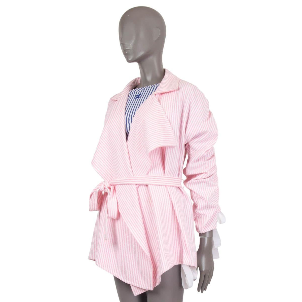 Women's CHANEL pink & white 2019 19C LA PAUSA STRIPED TERRYCLOTH Jacket 40 M For Sale