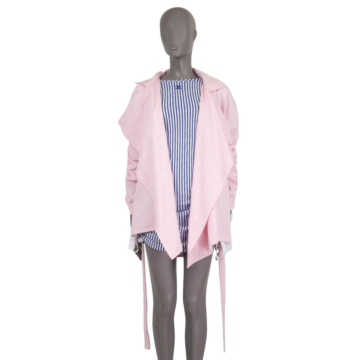 CHANEL pink & white 2019 19C LA PAUSA STRIPED TERRYCLOTH Jacket 40 M For Sale 2