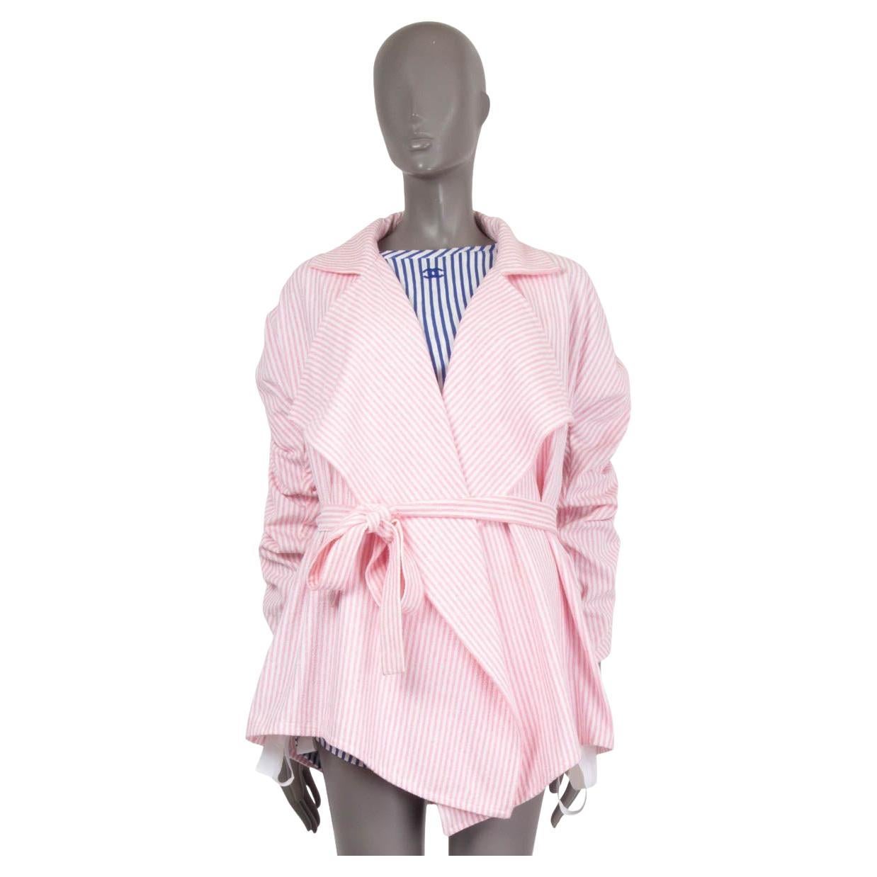 CHANEL pink & white 2019 19C LA PAUSA STRIPED TERRYCLOTH Jacket 40 M For Sale